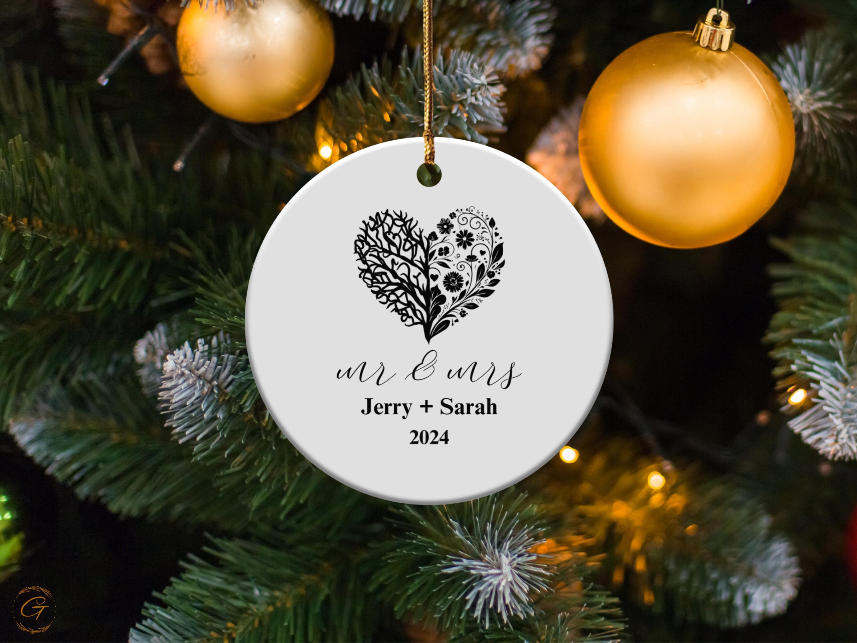 Personalize Wedding Ornament, Mr and Mrs Ornament, Custom Couple Ornament, Wedding Gift, Newlywed Christmas Ornament, 2024 Newlywed Keepsake