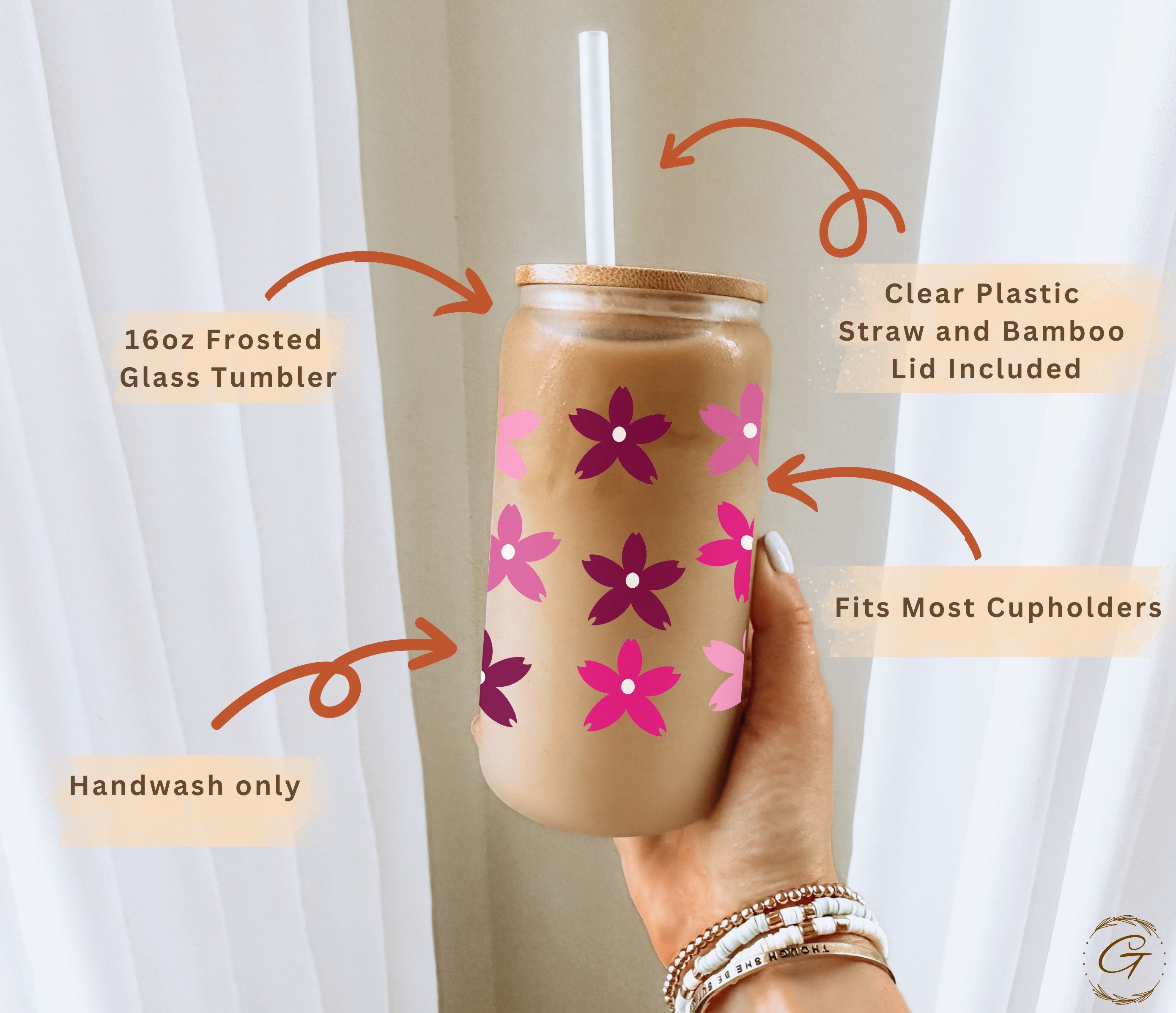 Pink Sakura Floral 16-oz Frosted Cup