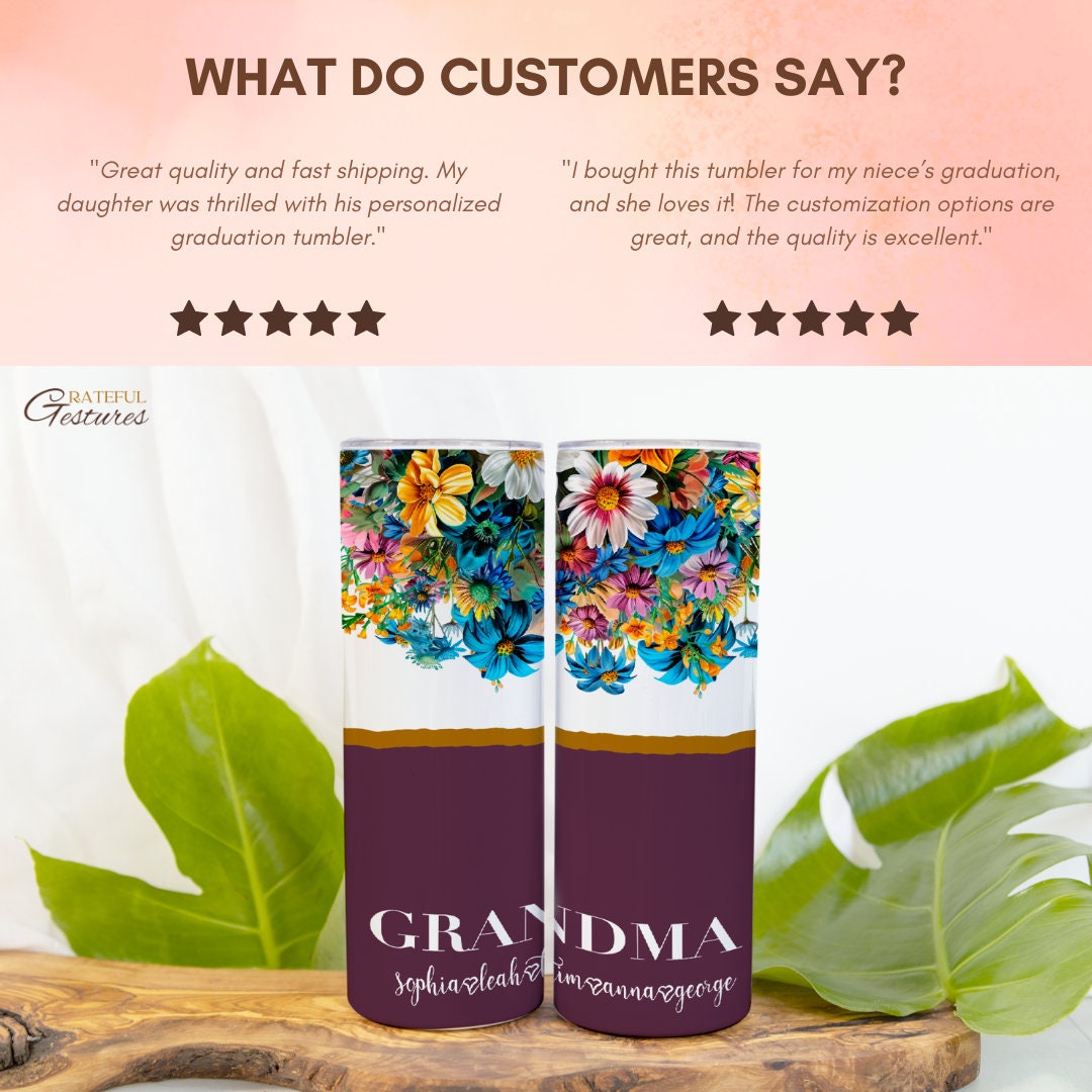 Heartwarming Personalized Grandma Tumbler with Grandkids' Names