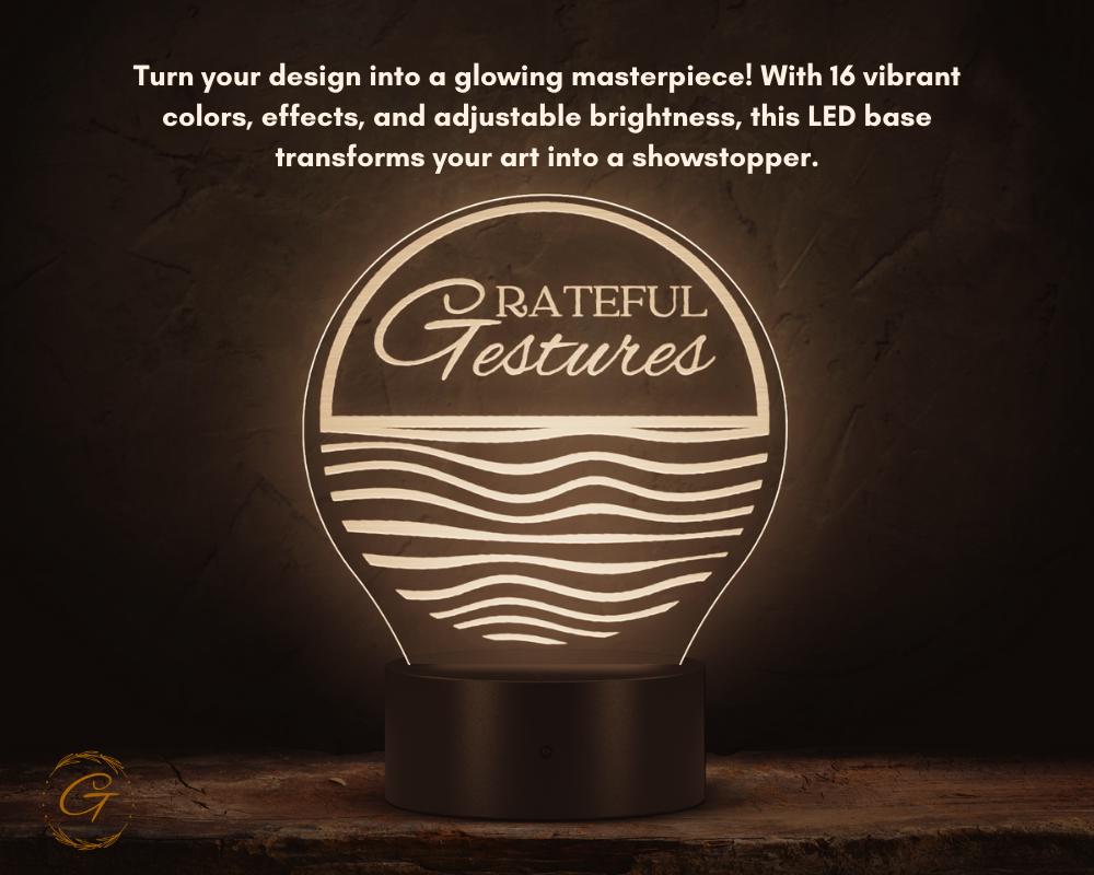GG Wave Circle Acrylic LED Sign Modern Home Decor Light