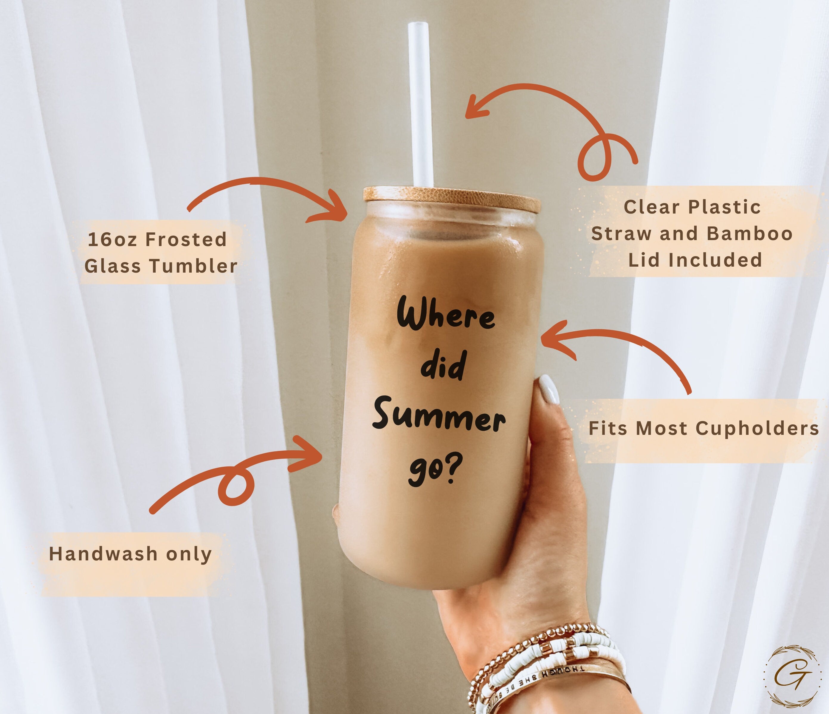 Cute Sad Boy 'Where Did Summer Go?' Frosted Glass Cup