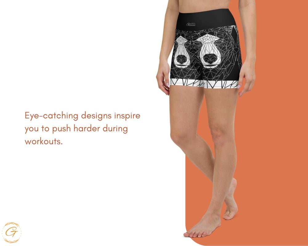 Geometric Bear High-Waisted Yoga Shorts