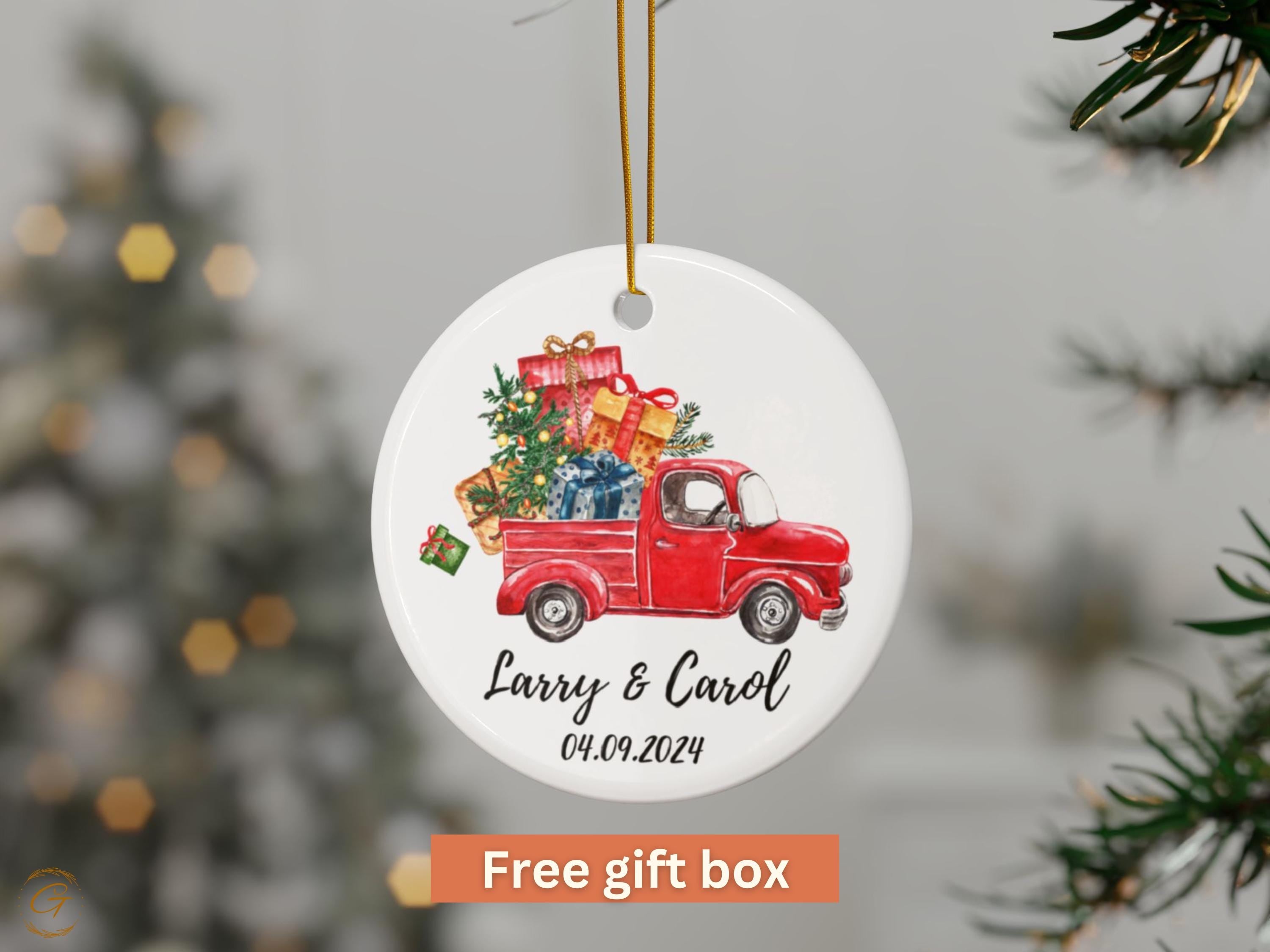 Personalized Pickup Couple Christmas Ornament, Personalized Holiday Decoration, Customizable with Names, Festive Keepsake, Holiday Keepsakes