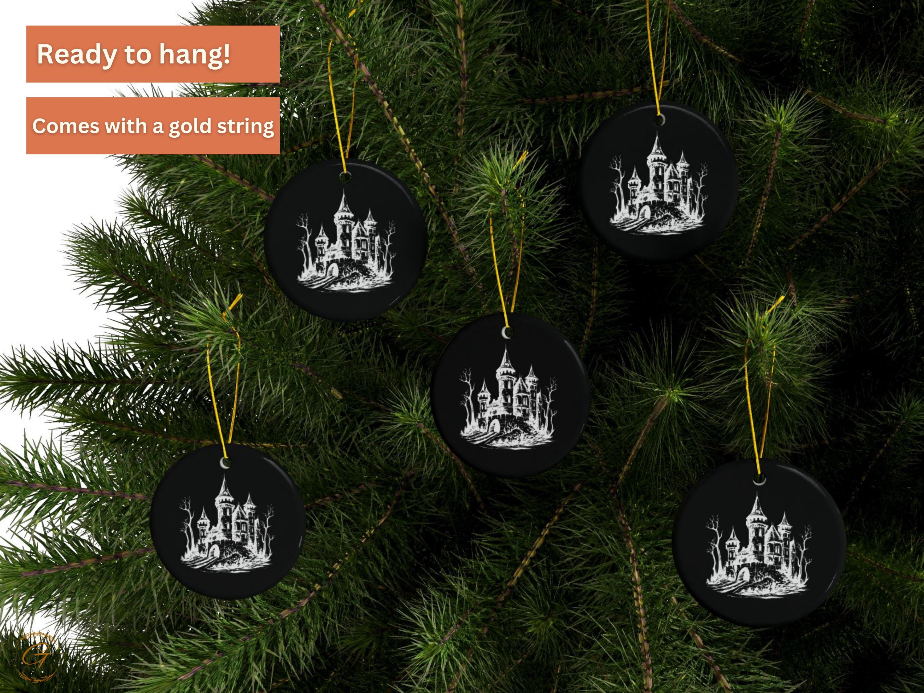 Gothic Castle Ornament, Halloween Decor, Spooky Haunted House, Unique Collectible, Black and White Decoration, Spooky Gifts Ideas for Gothic