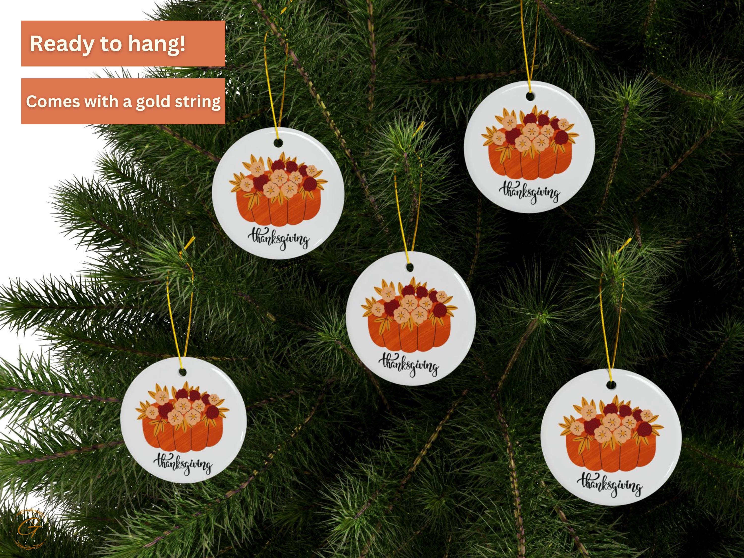 Thanksgiving Pumpkin with Flowers Ornament, Fall Season Keepsake, Handmade Holiday Decor, Perfect Thanksgiving Celebration, Holiday Keepsake