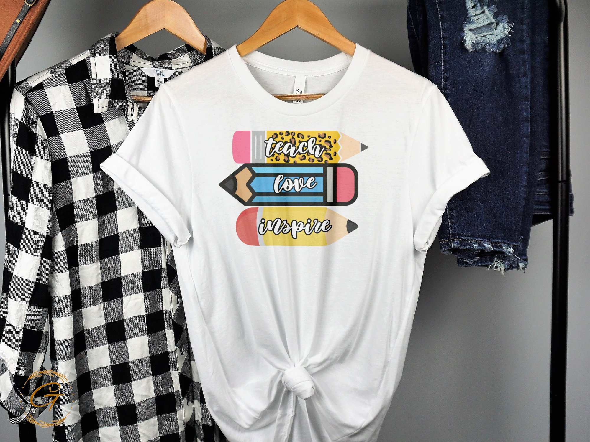 Teach Love Inspire Pencils Graphic T-Shirt product type