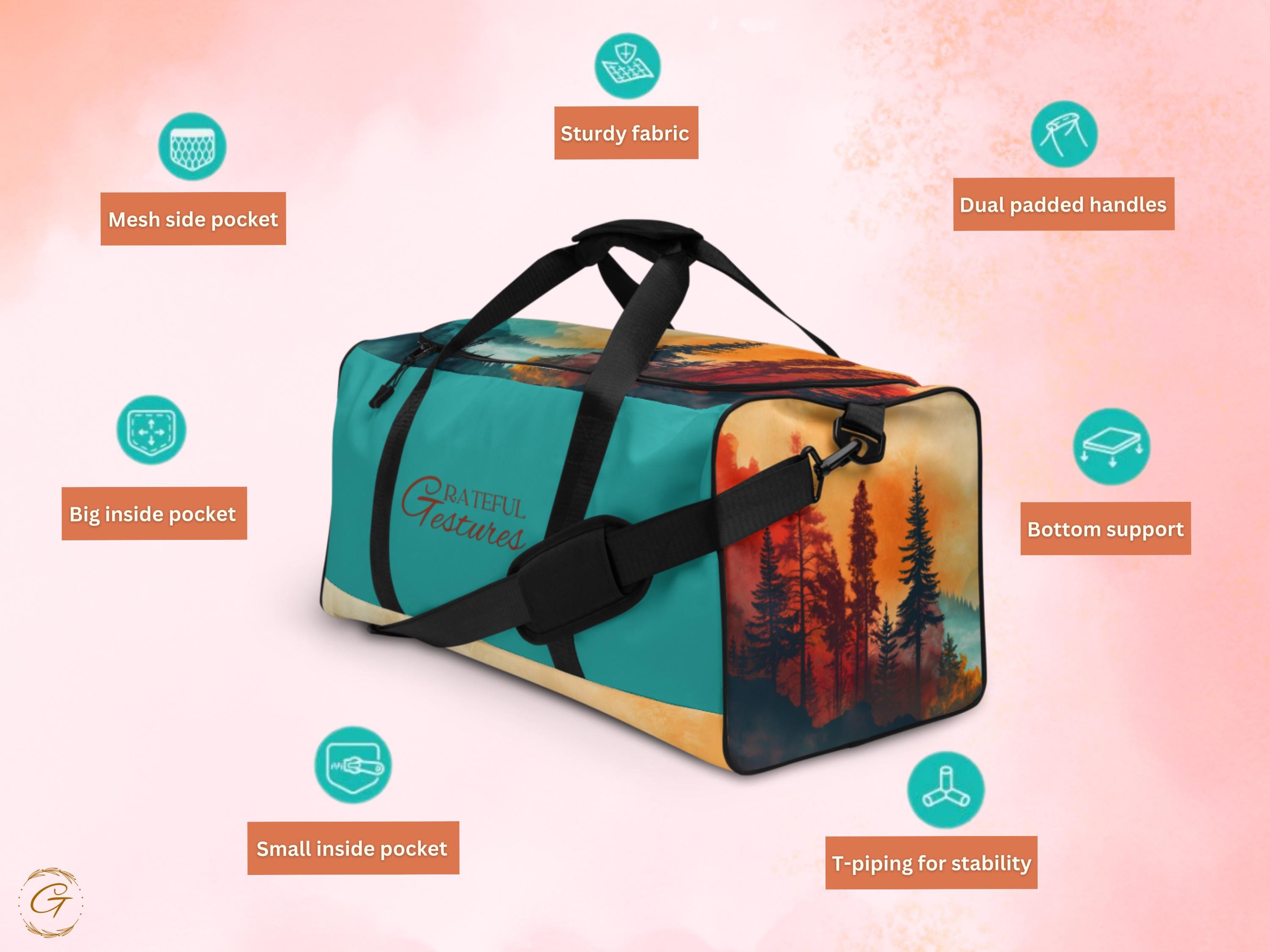 Custom AOP Travel Duffle Bag - Scenic Forest Design