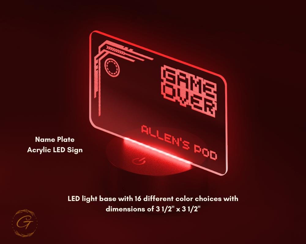 Game Over Design Name Plate Acrylic LED Sign