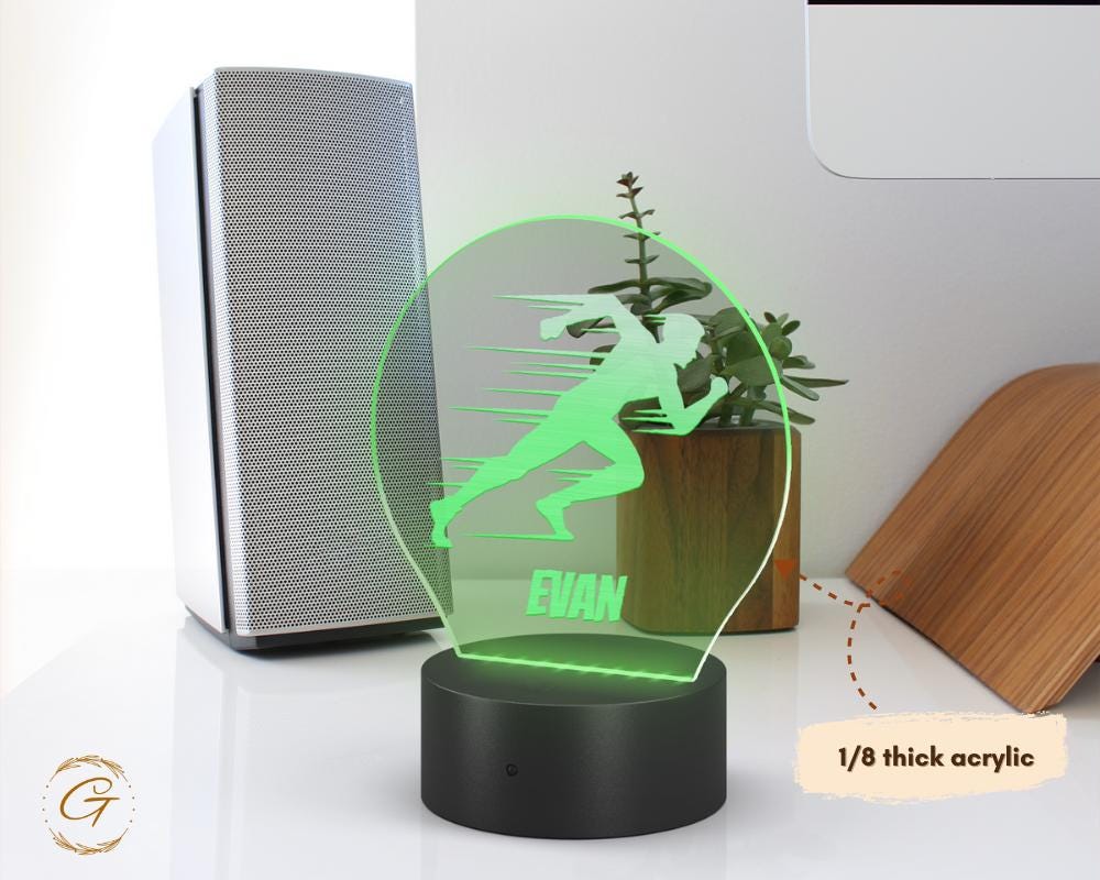 Sports Circle Acrylic LED Sign, Personalized Room Decor Sprint LED Light