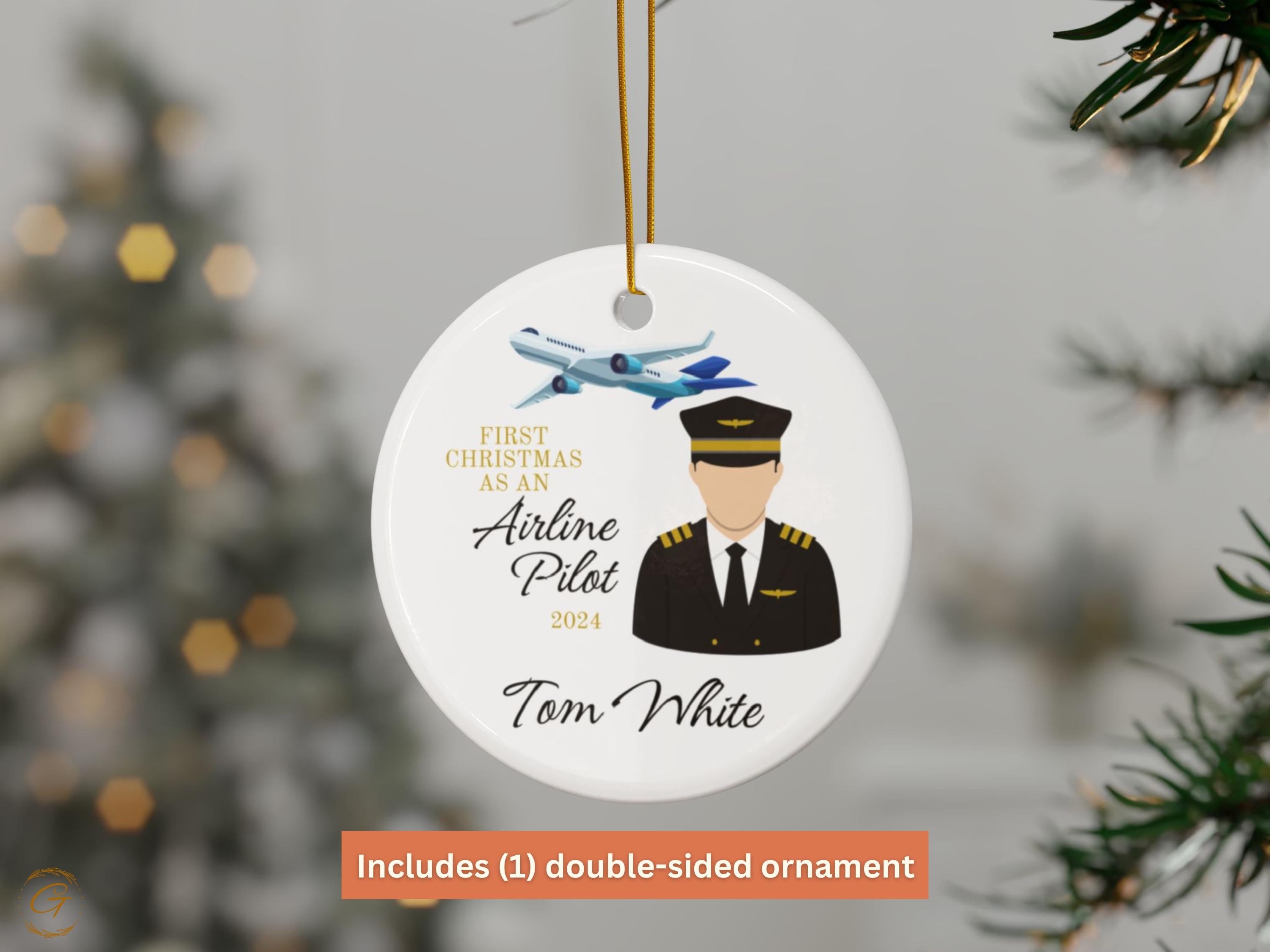 Personalized First Christmas as Airline Pilot Ornament, 2024 Custom Pilot Gift Custom Christmas Ornament, Airline Pilot Gift, Aviation Gifts