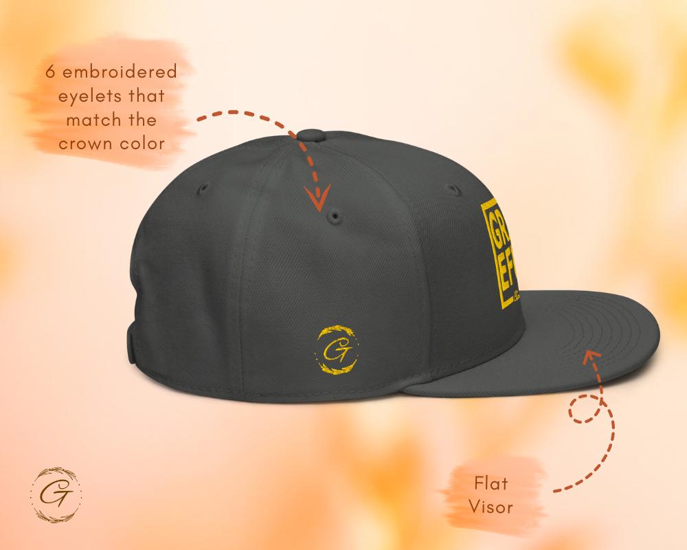 Grateful Snapback Hat Embroidered Design