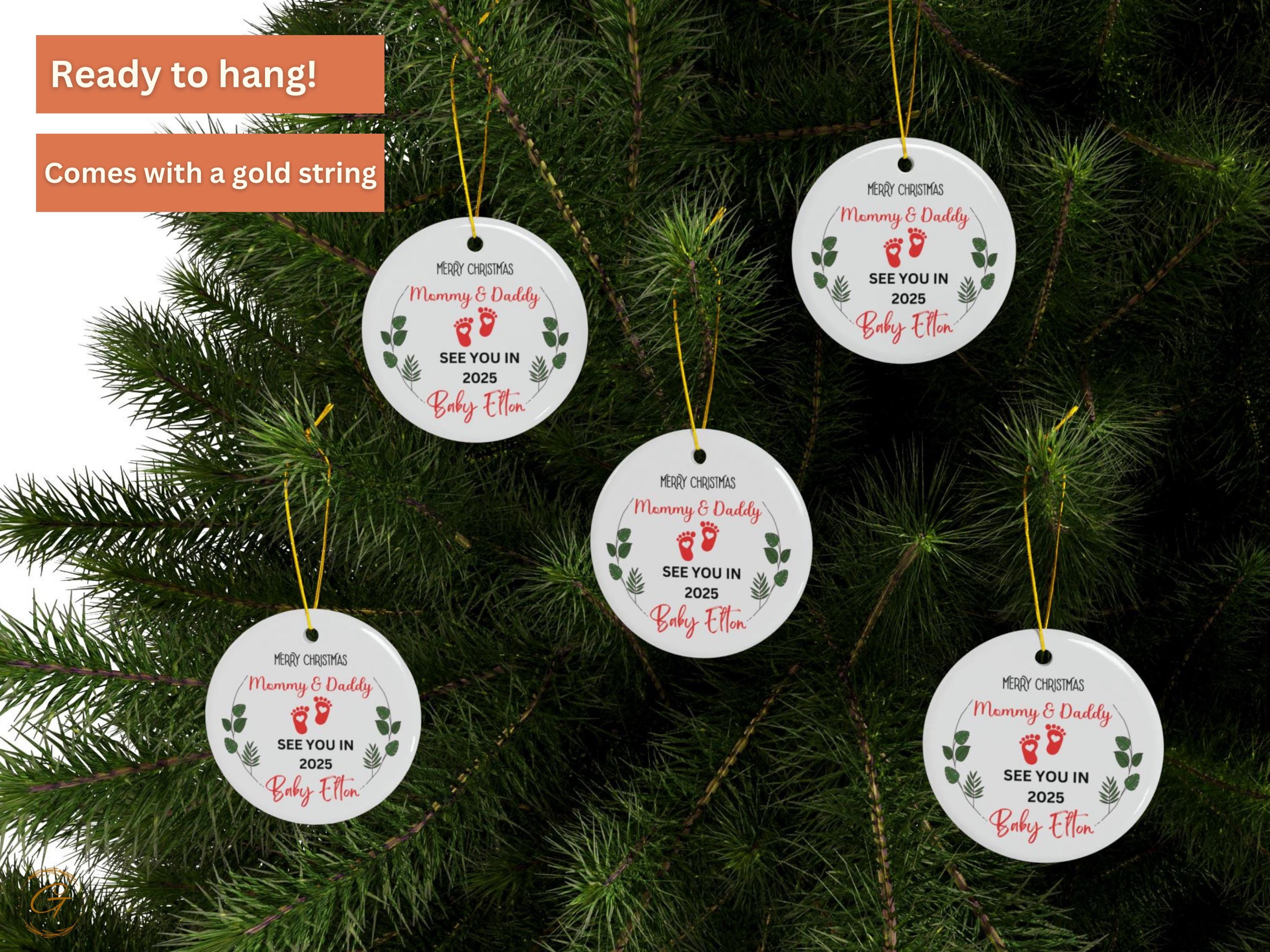 Personalized Pregnancy Announcement Christmas Ornament, Personalized Gift for Expecting Parents, Custom Unique Holiday Keepsake New Families