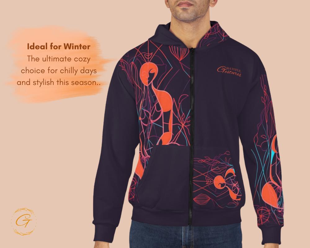 Retro Checkered Zip Hoodie All-Over Print