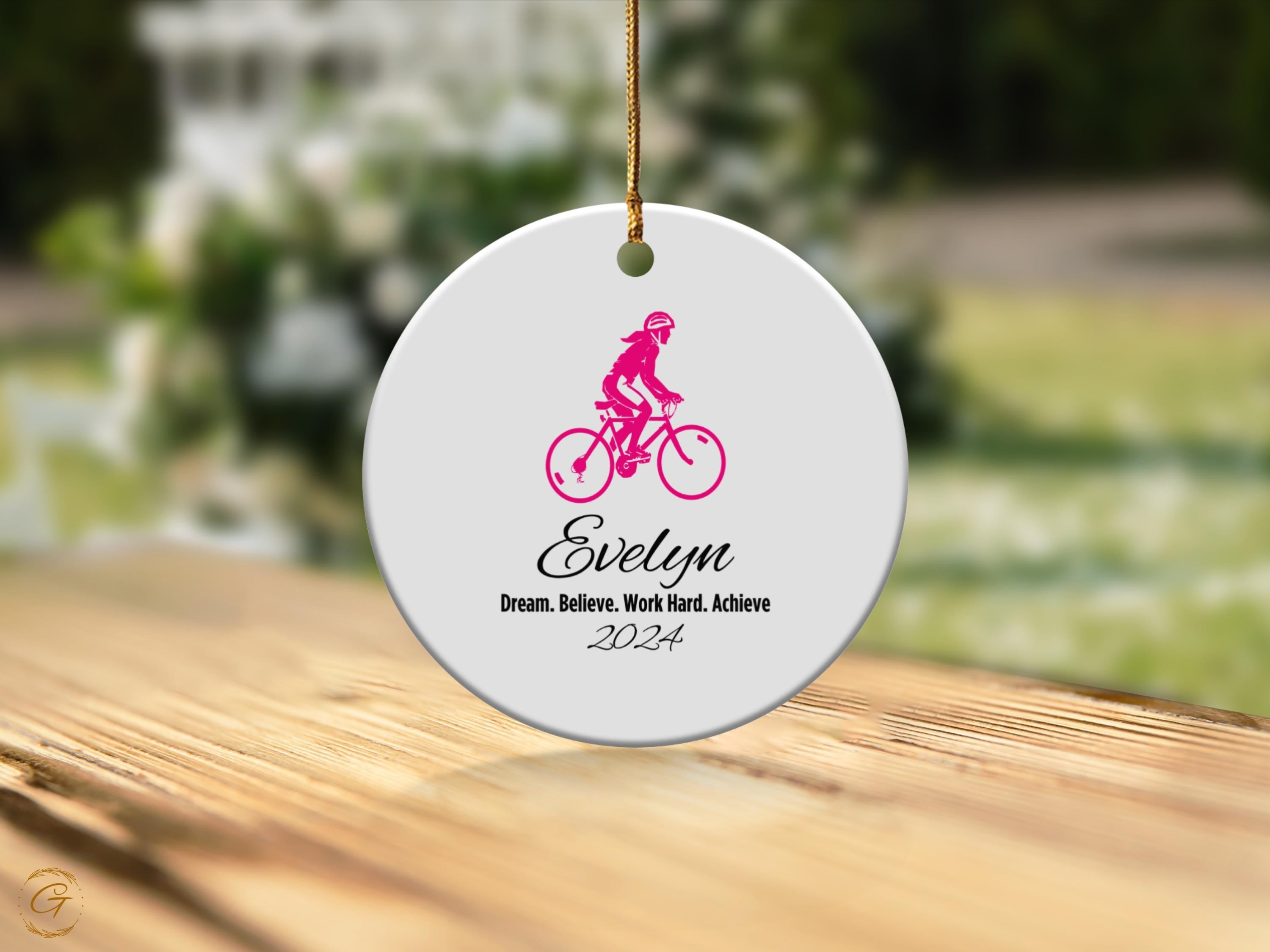 Personalized Cyclist Ornaments, Custom Name 2024 Ornament