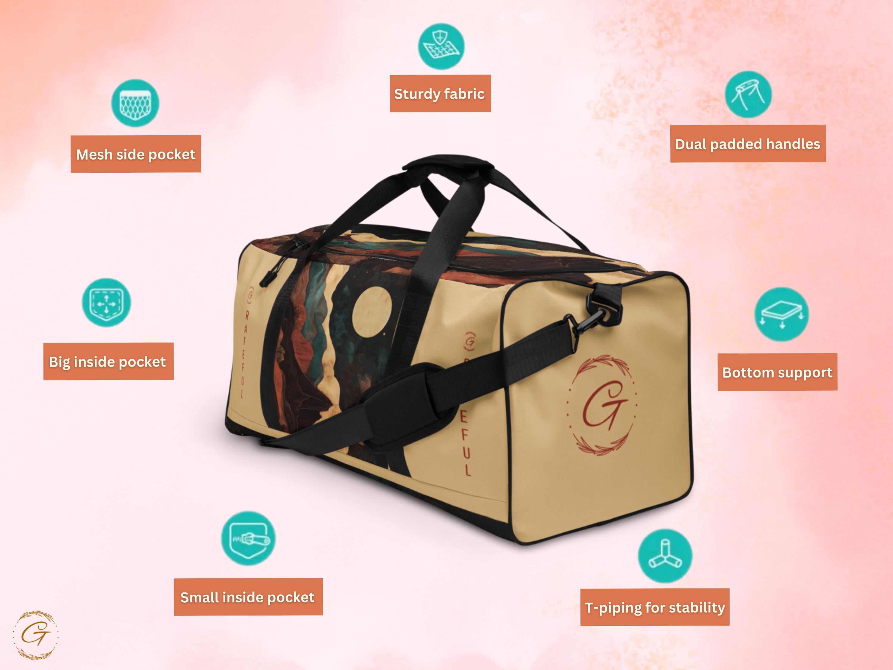 Elegant Moonlit AOP Landscape Duffel Bag – Unique Art Designs, Perfect for Gym, Travel & Weekend Adventure, Lightweight Spacious Duffle Bags