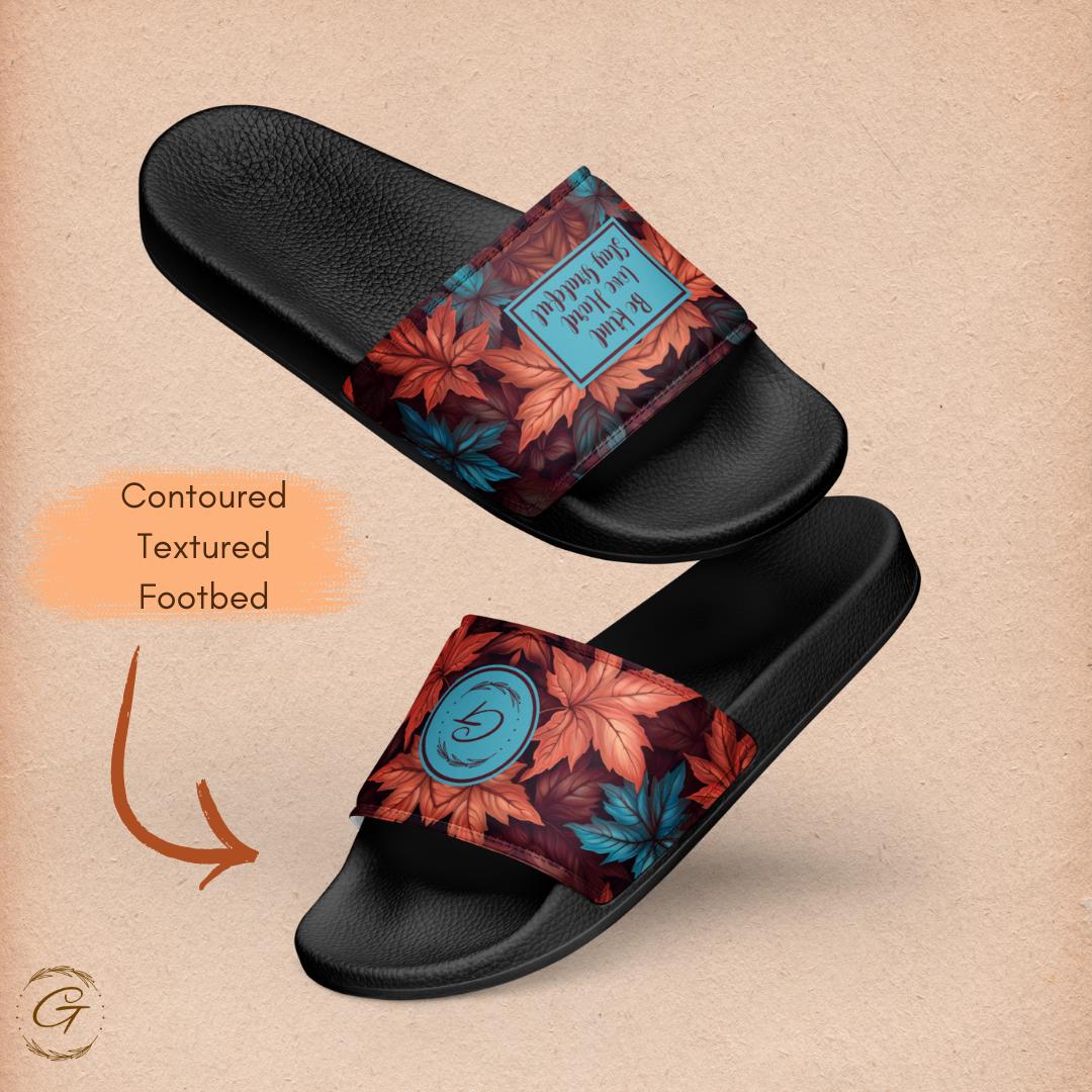 Maple Floral Design Stylish Men's Slides Slip-On Sandals