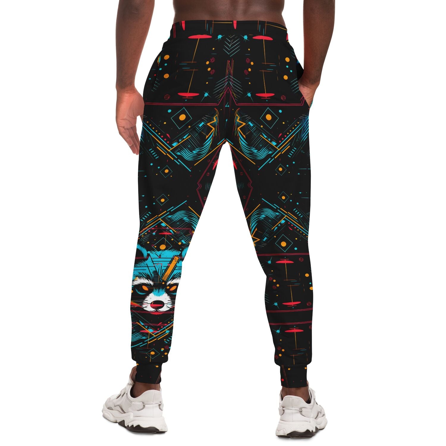 Cyberpunk Raccoon Joggers – Neon Techwear Sweatpants for Men & Women