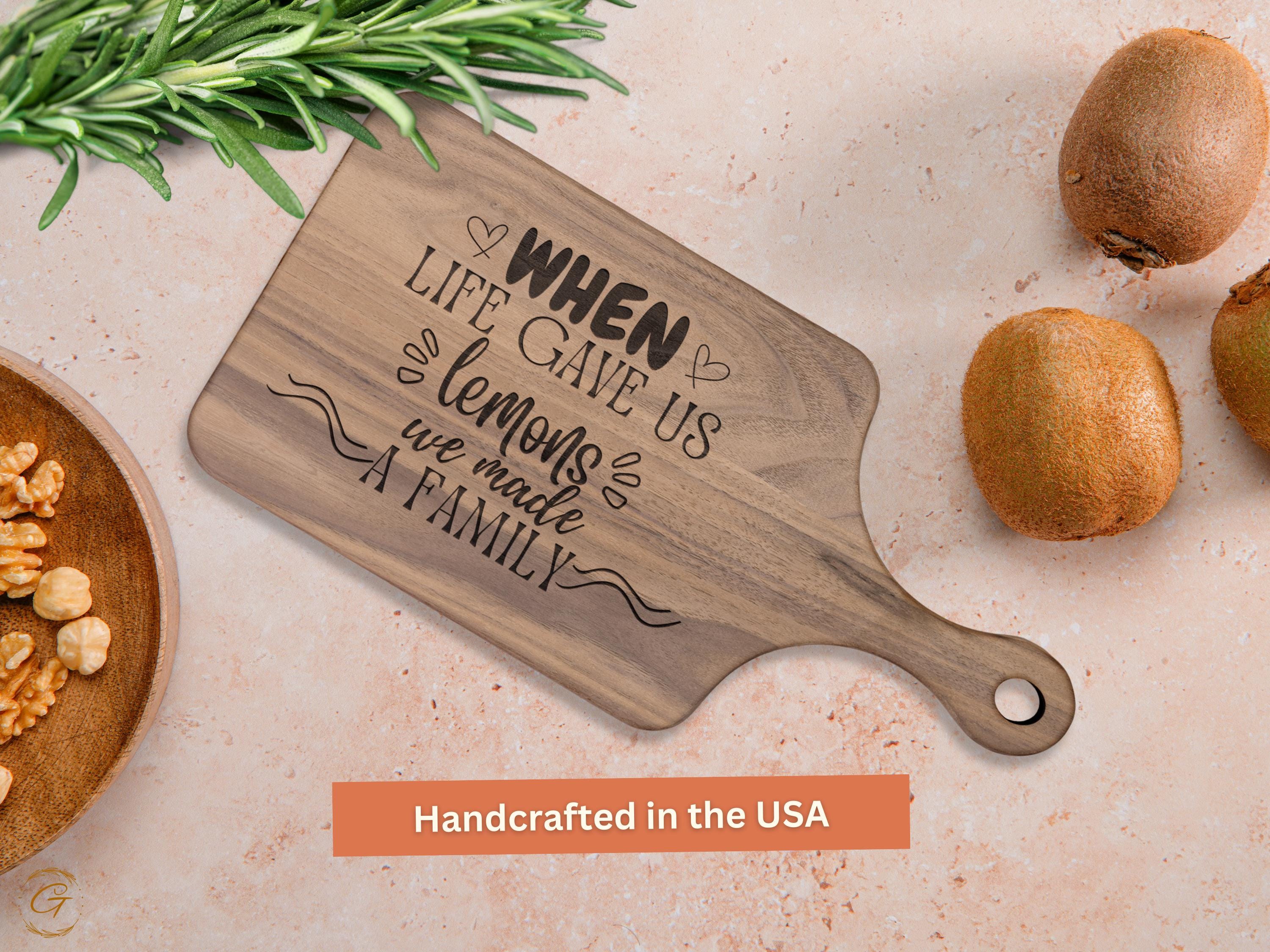 When Life Gave Us Lemons Cutting Boards | Engraved Hardwood Kitchen Gifts | Rustic Lemon-Themed Board | American-Made for Cooking & Serving