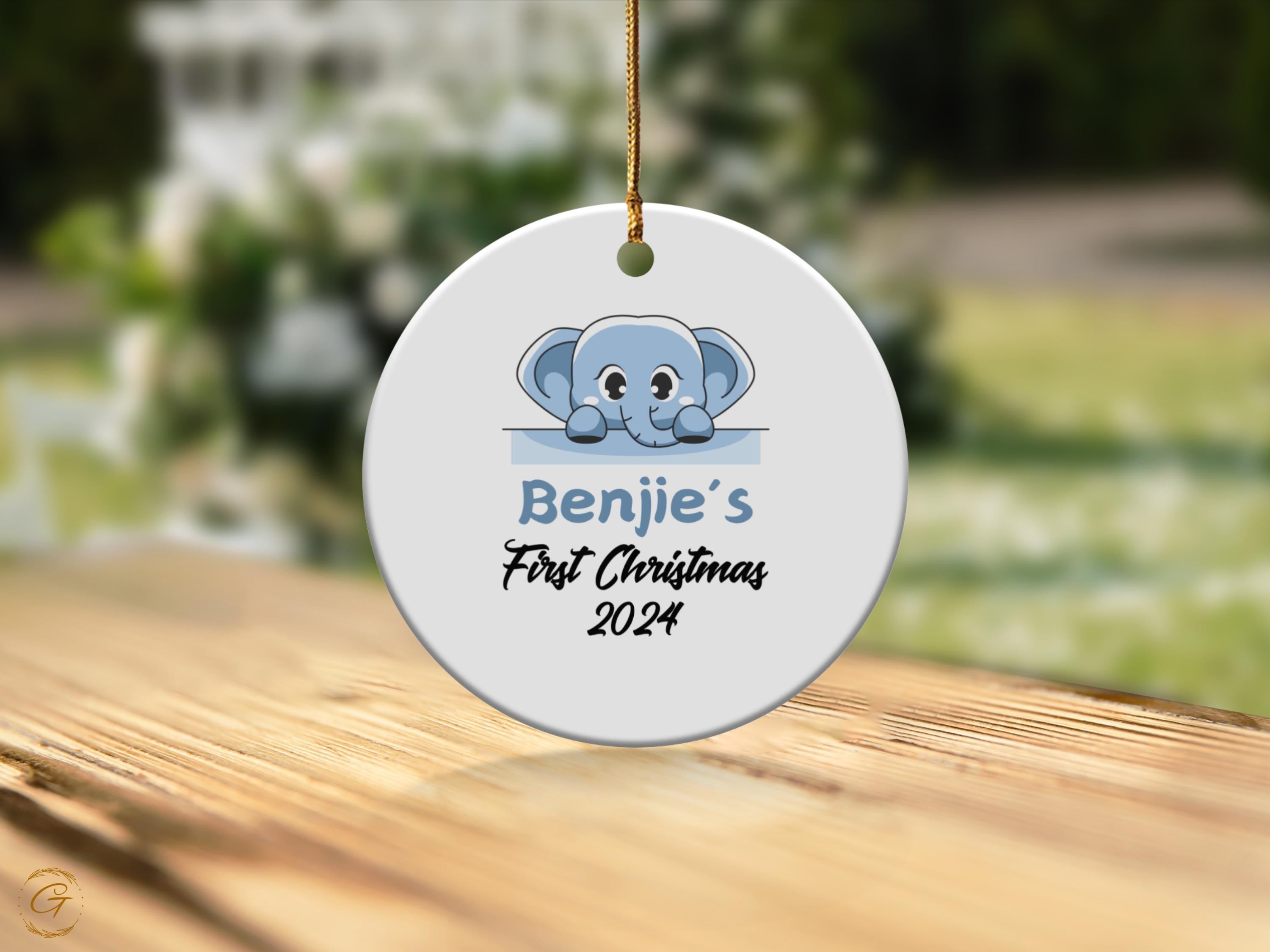 Personalized Baby's First Christmas Ornament 2024, Custom Blue Elephant Baby Holiday Decorations, Personalized Babies Keepsake Newborn Gifts