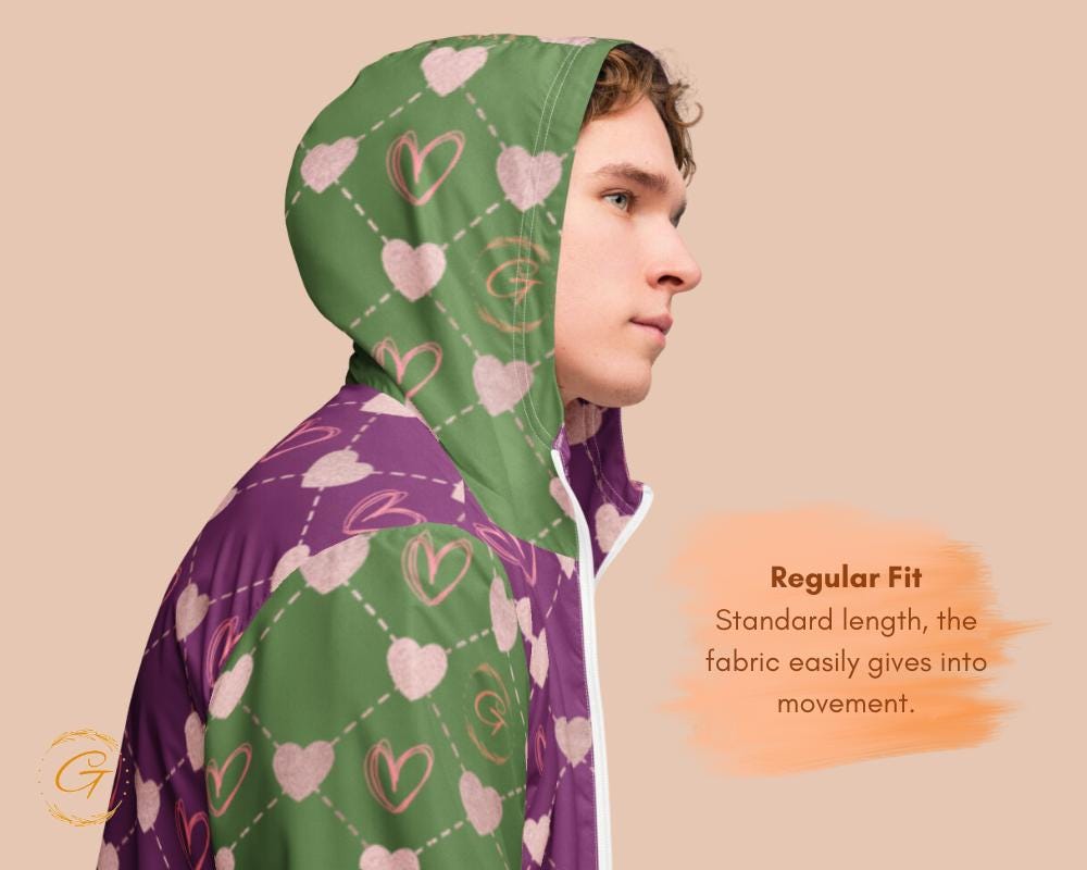 Men’s Windbreaker G Hearts Stylish Zip-Up Jacket