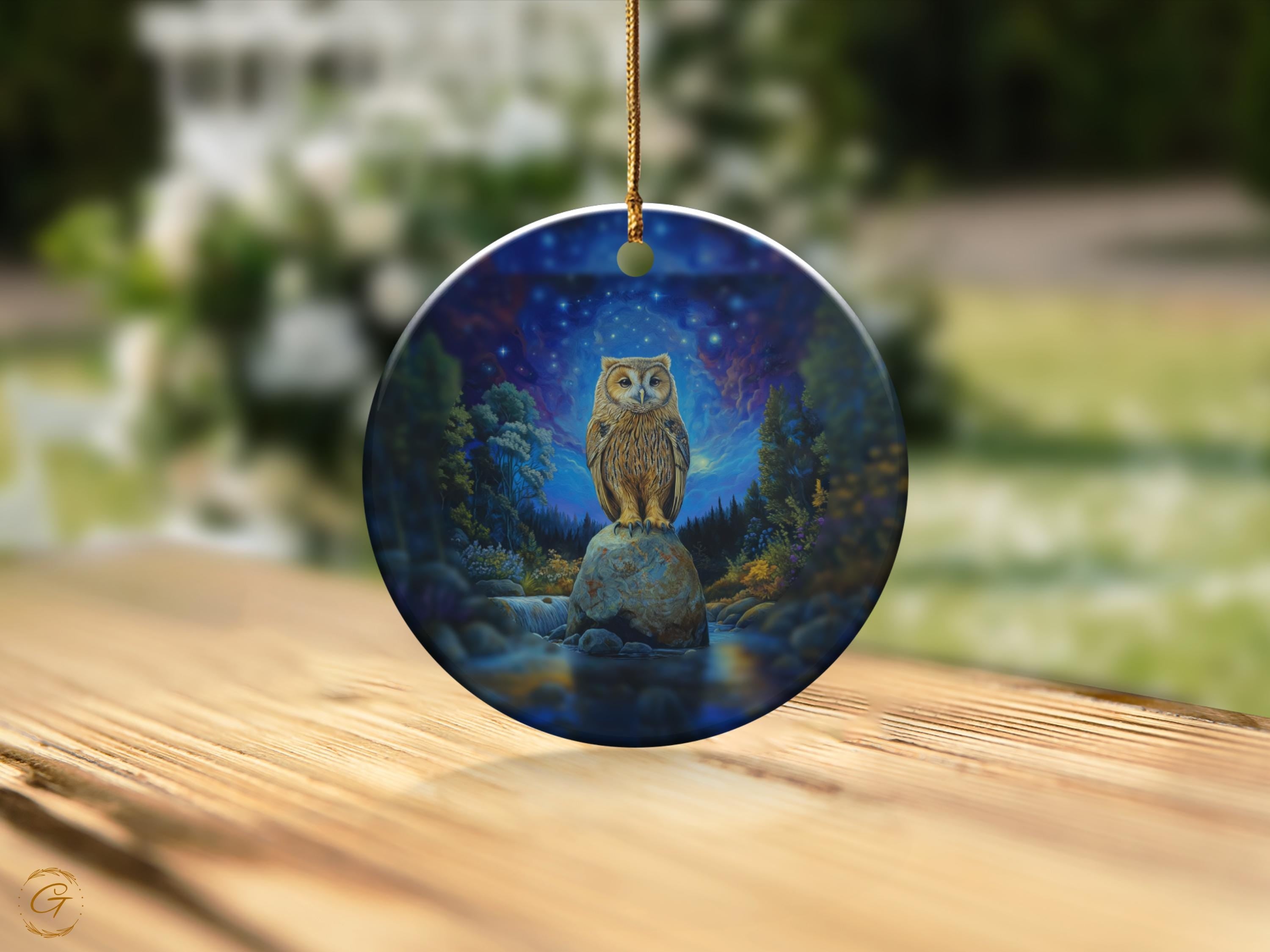 Owl Ornament, Night Sky Art Halloween Decor, Unique Owl Decor, Handcrafted Owl Figurine Forest Decor, Woodland Animal Art, Nature Home Decor