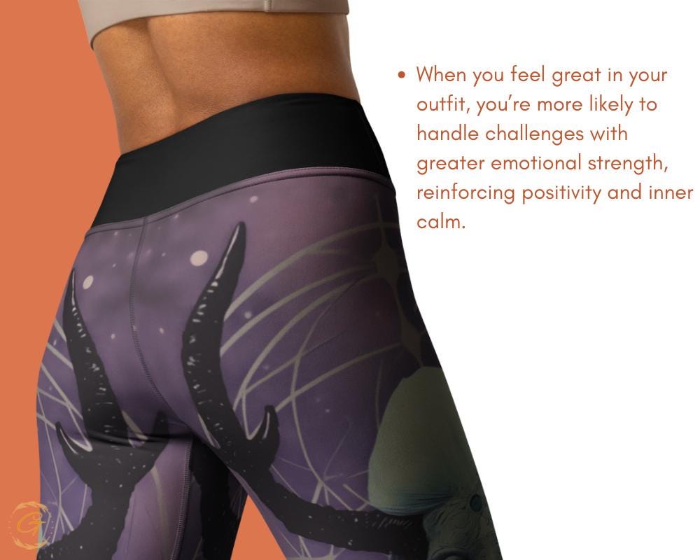Mystical Face Cosmic AOP Yoga Leggings & Shorts - AOP High-Waist Activewear for Women, Activewear Apparel, Yoga Activewear, Yogis Must Haves