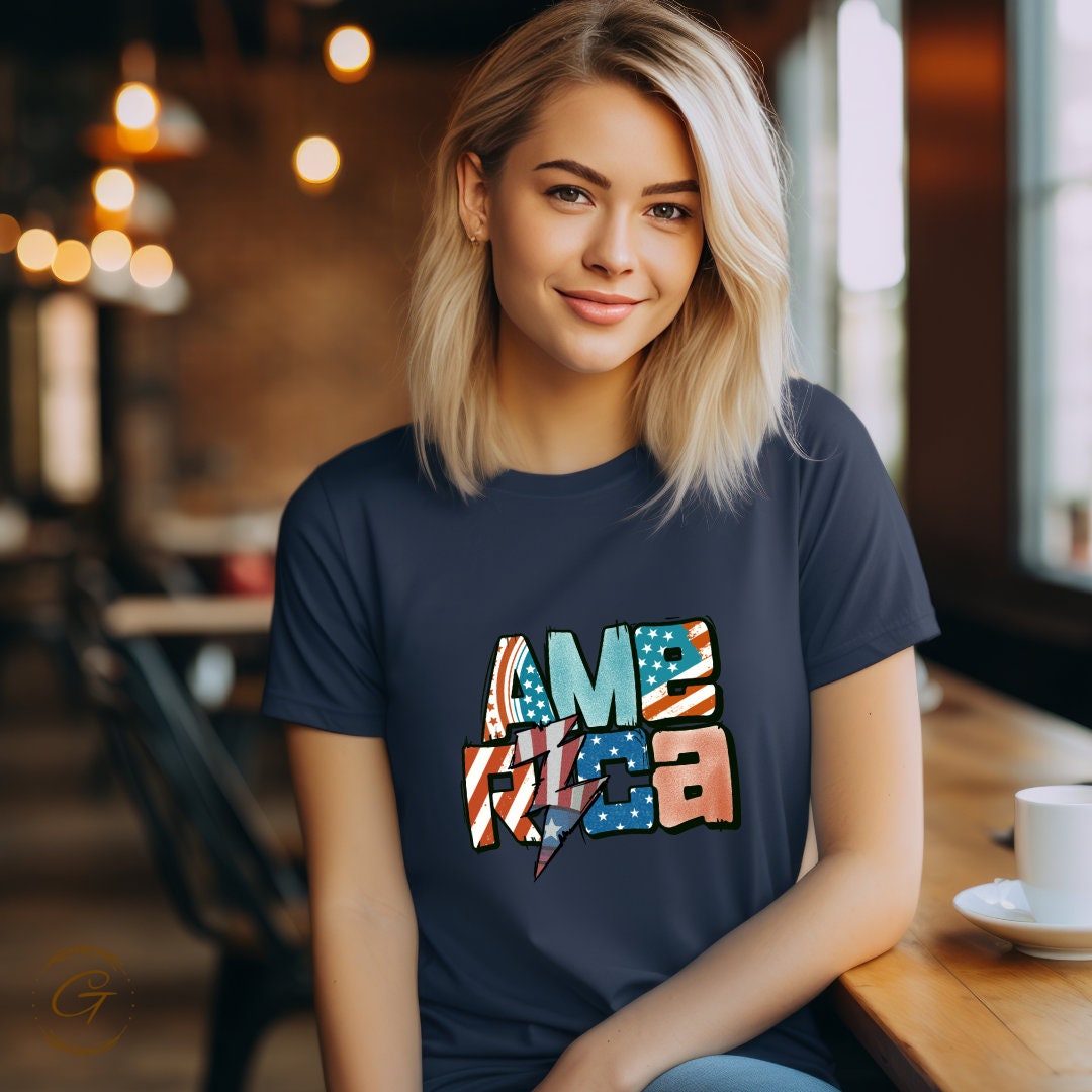 AMERICA T-Shirt Stylish Graphic Word Tee