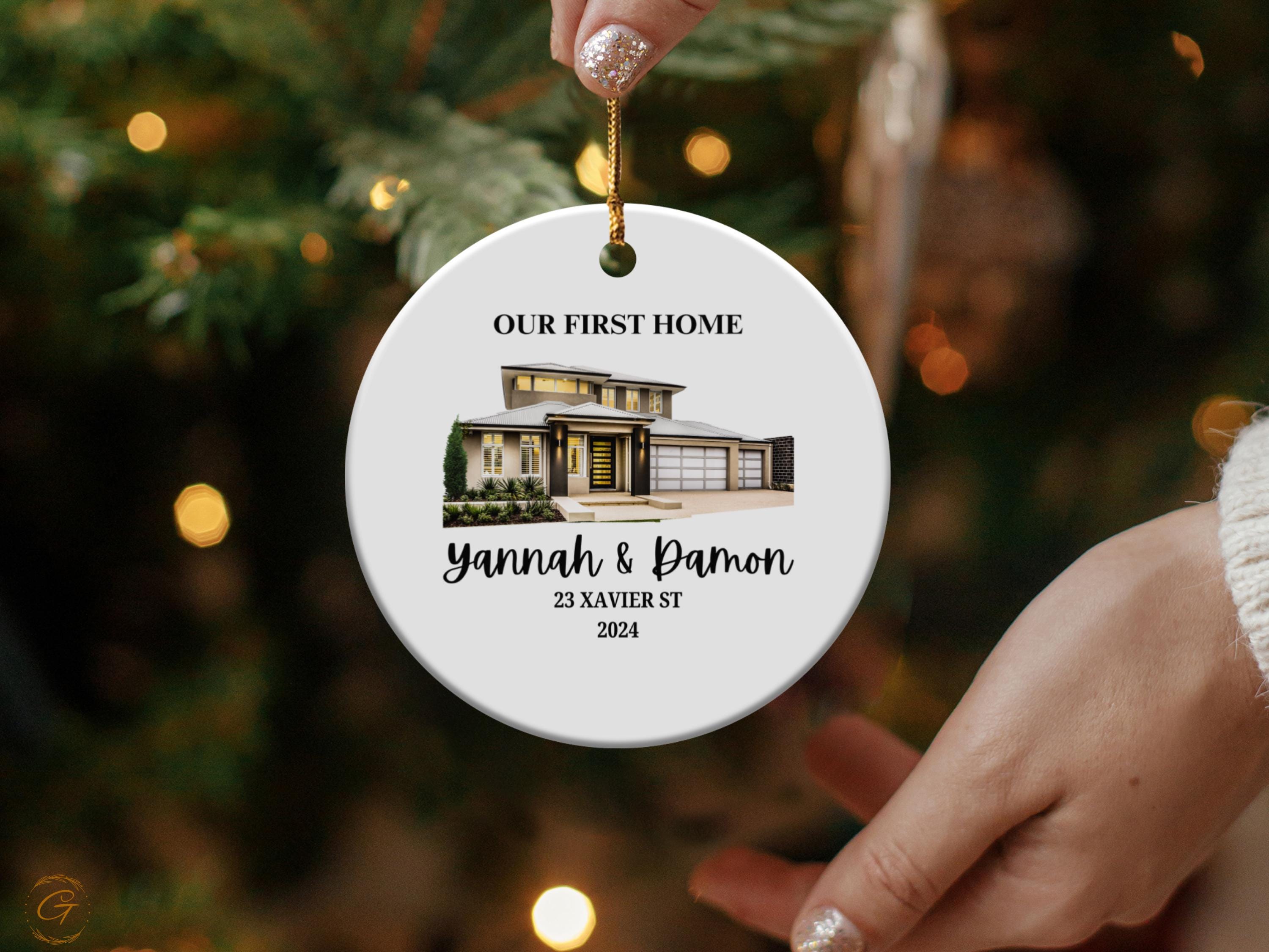 Personalized First Home Ornament, Custom Housewarming Gifts, New Homeowner Keepsake, House Photo Ornament, Home Sweet Home Gift for Neighbor