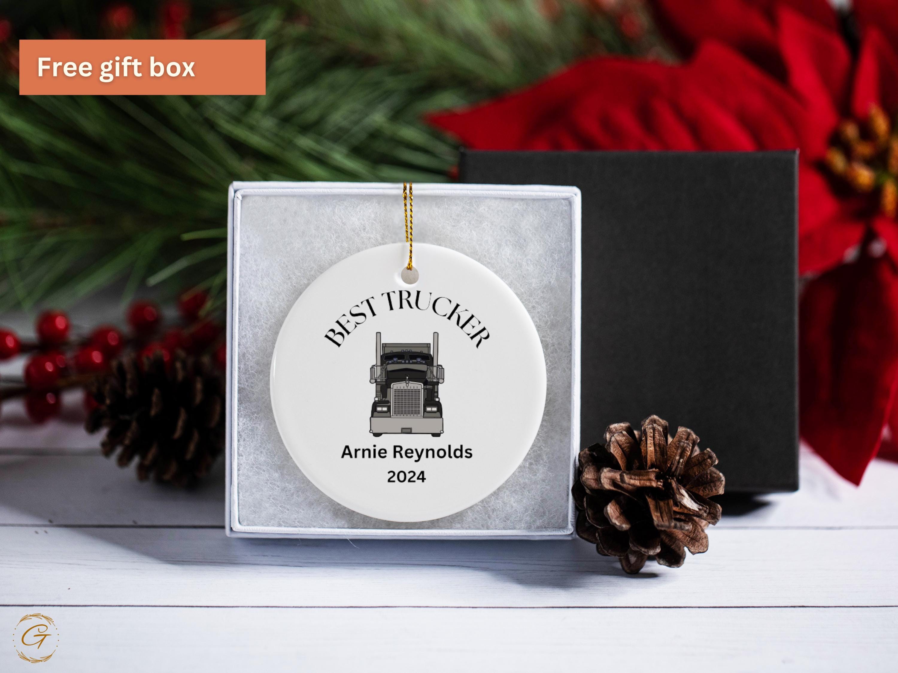 Personalized Best Trucker Ornament 2024, Custom Truck Driver Gift, Personalize Christmas Tree Decoration, Unique Holiday Keepsake for Driver