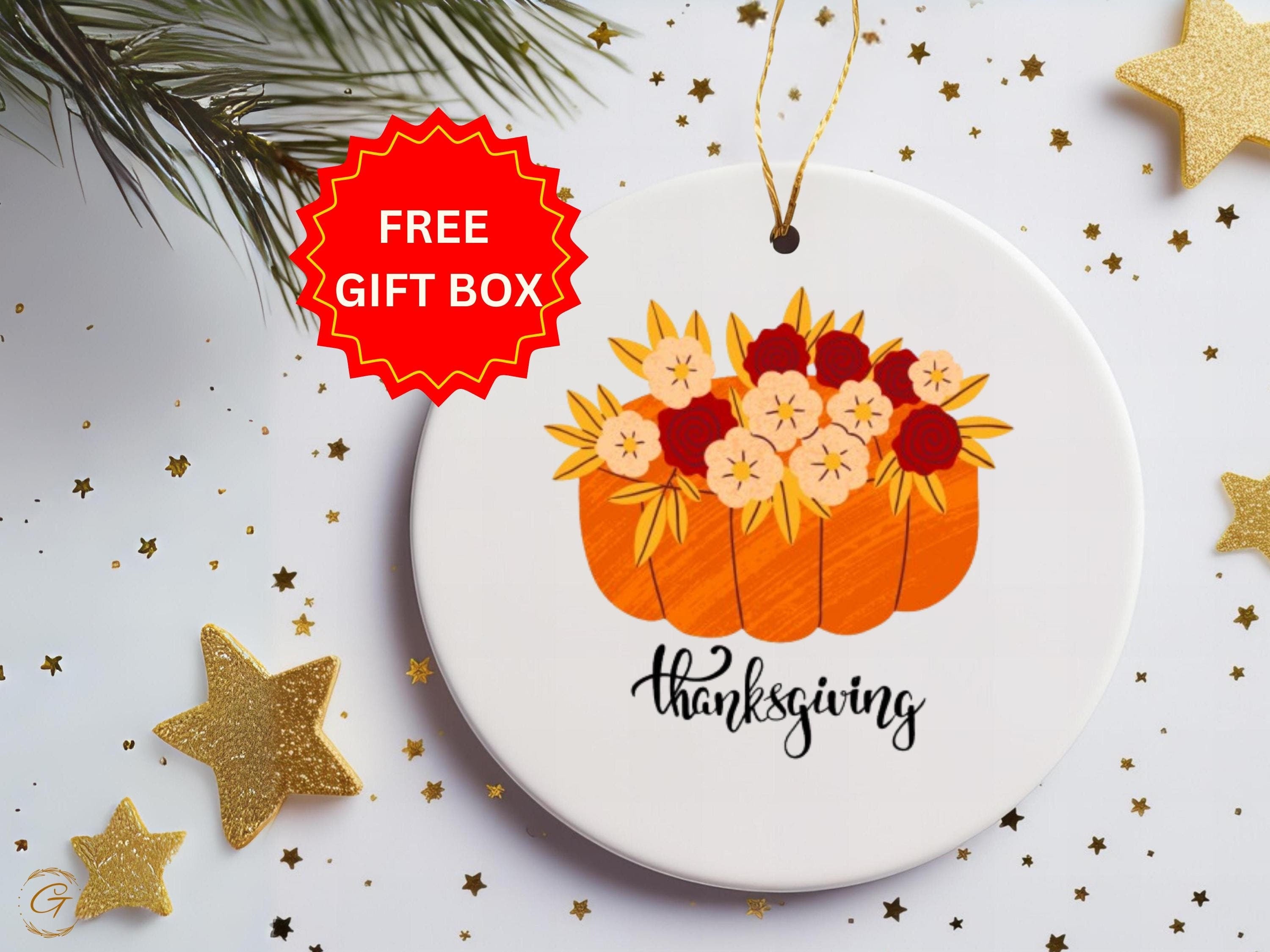 Thanksgiving Pumpkin with Flowers Ornament, Fall Season Keepsake, Handmade Holiday Decor, Perfect Thanksgiving Celebration, Holiday Keepsake