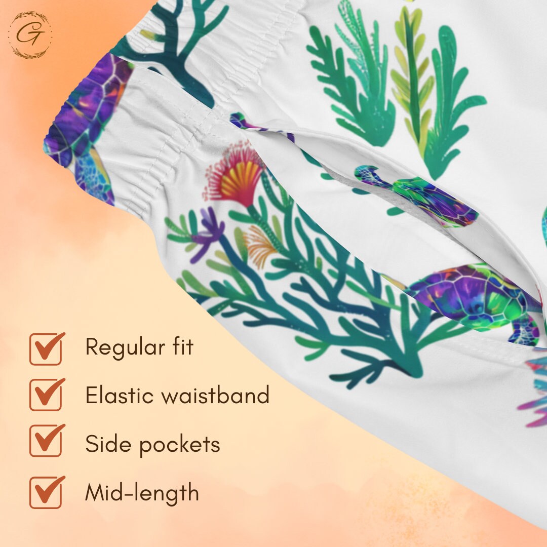Turtle and Coral Swim Trunks