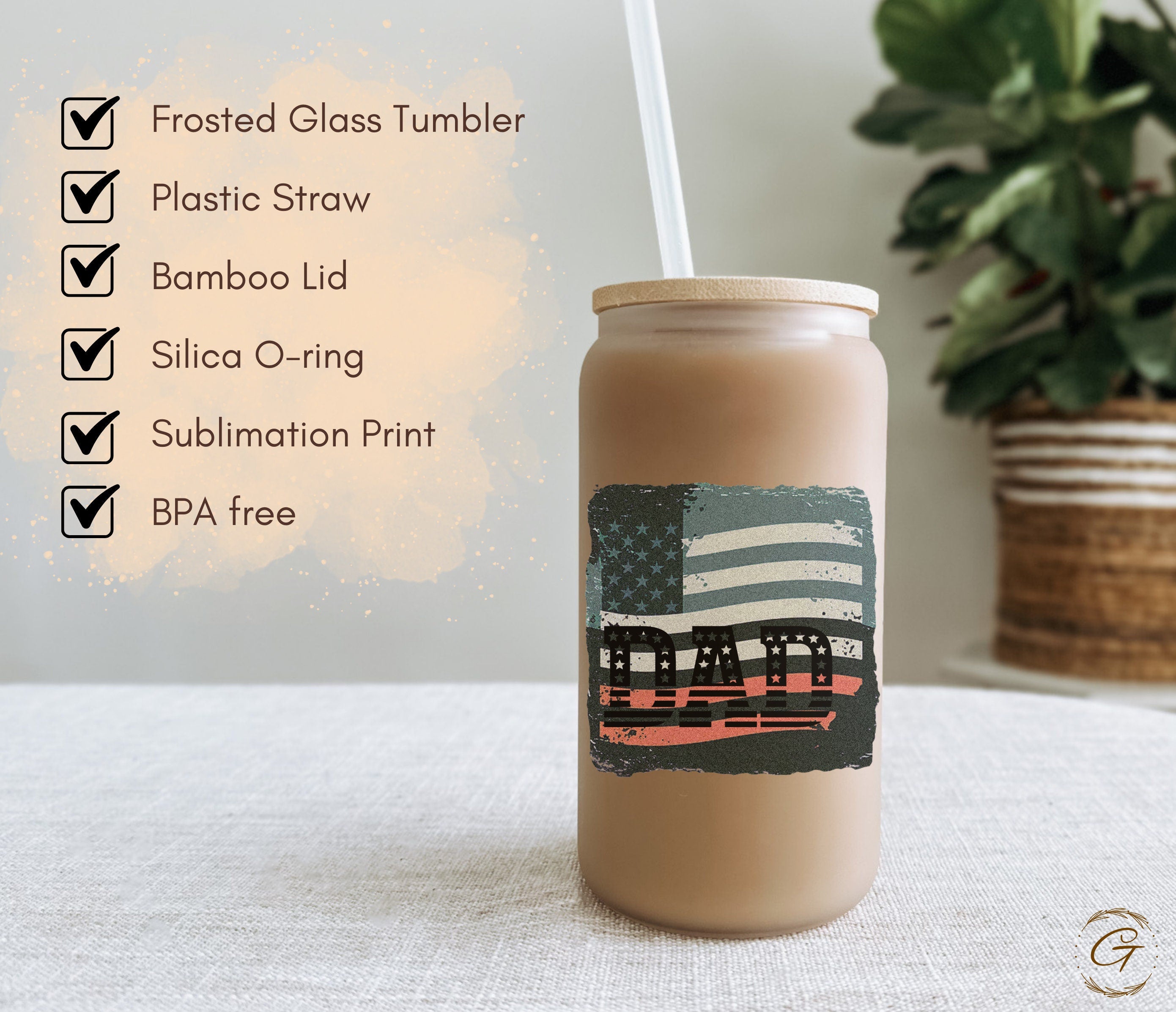 Patriotic Dad Frosted Glass Cup, USA Flag Super Daddy 16oz, Father’s Day Gift Idea, Perfect 16oz Super Daddy USA Flag Cups, Gifts for Daddy
