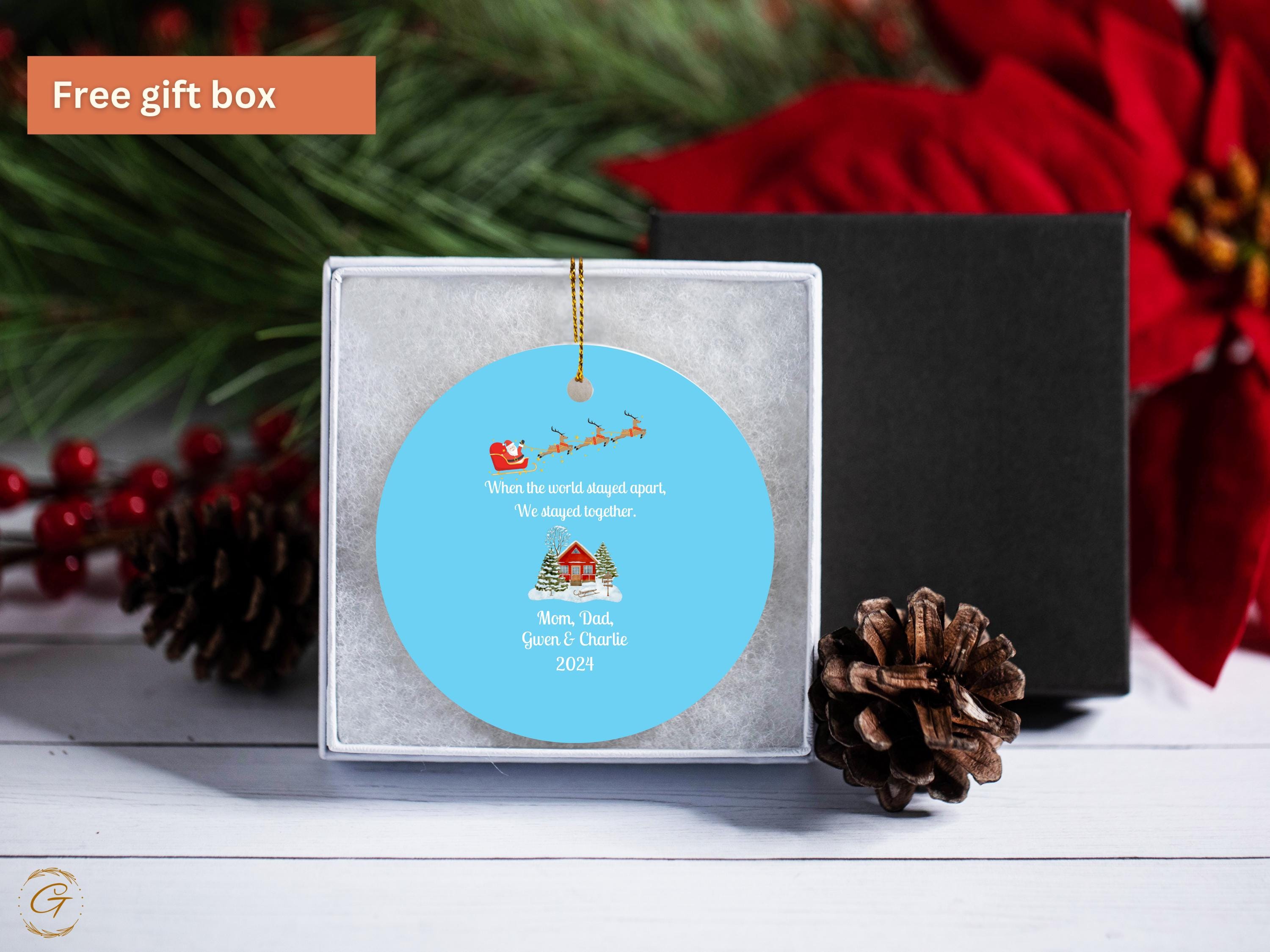 Personalized Family Christmas Ornament 2024, Santa Sleigh Holiday Decoration, Customizable Keepsake with Fam Names, Unique Gift for Holidays