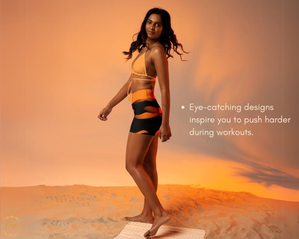 Bold Orange Black Abstract Yoga Leggings and Shorts - AOP High-Waist Activewear for Women, Unique Gift for Yoga Enthusiast, Ideal Yogis Gift