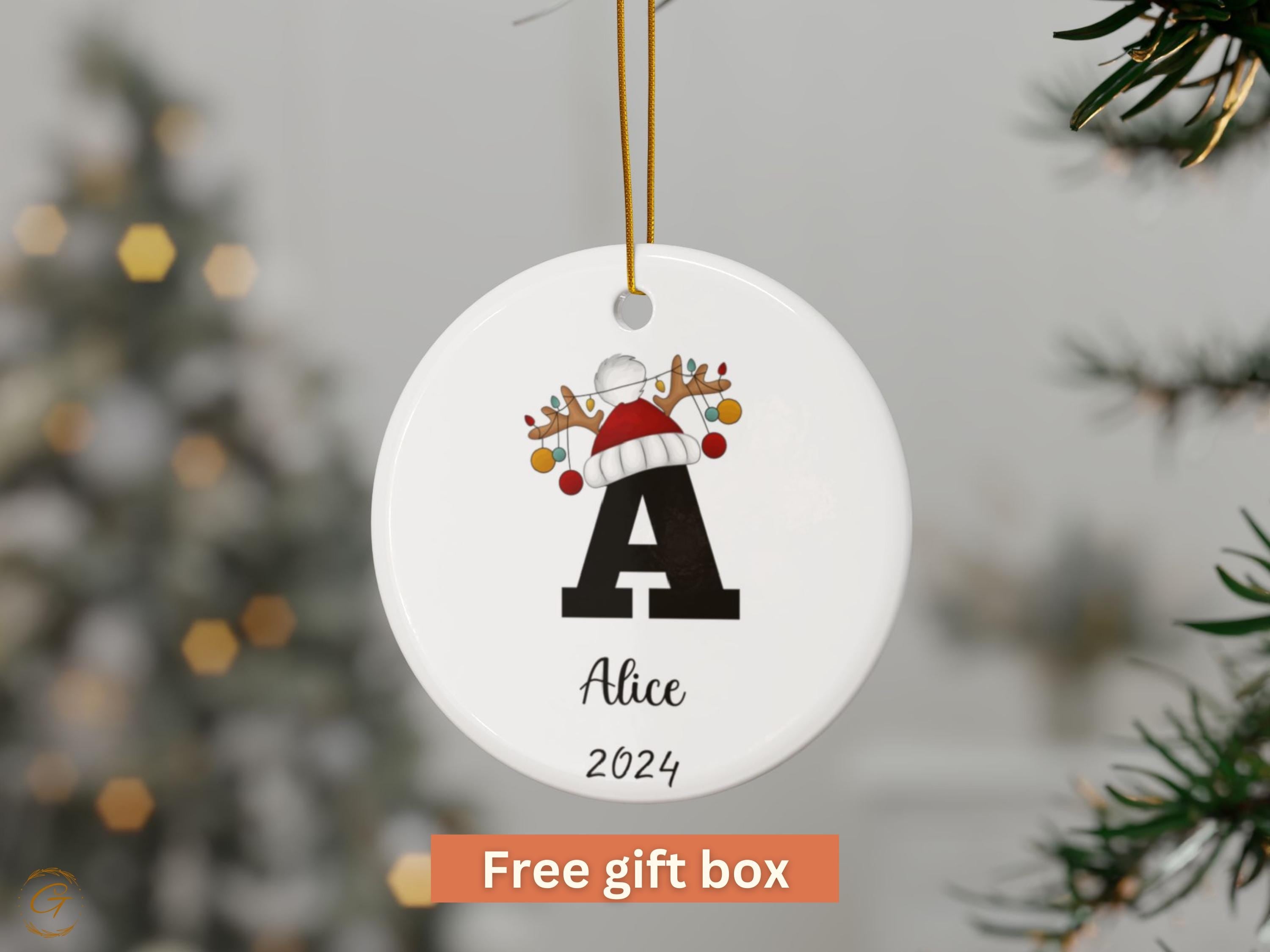 Personalized Letter Christmas Ornament, Initial Letter Holiday Decor, Festive Holiday Decorations, Custom Gift 2024, Handcrafted Hanging Art