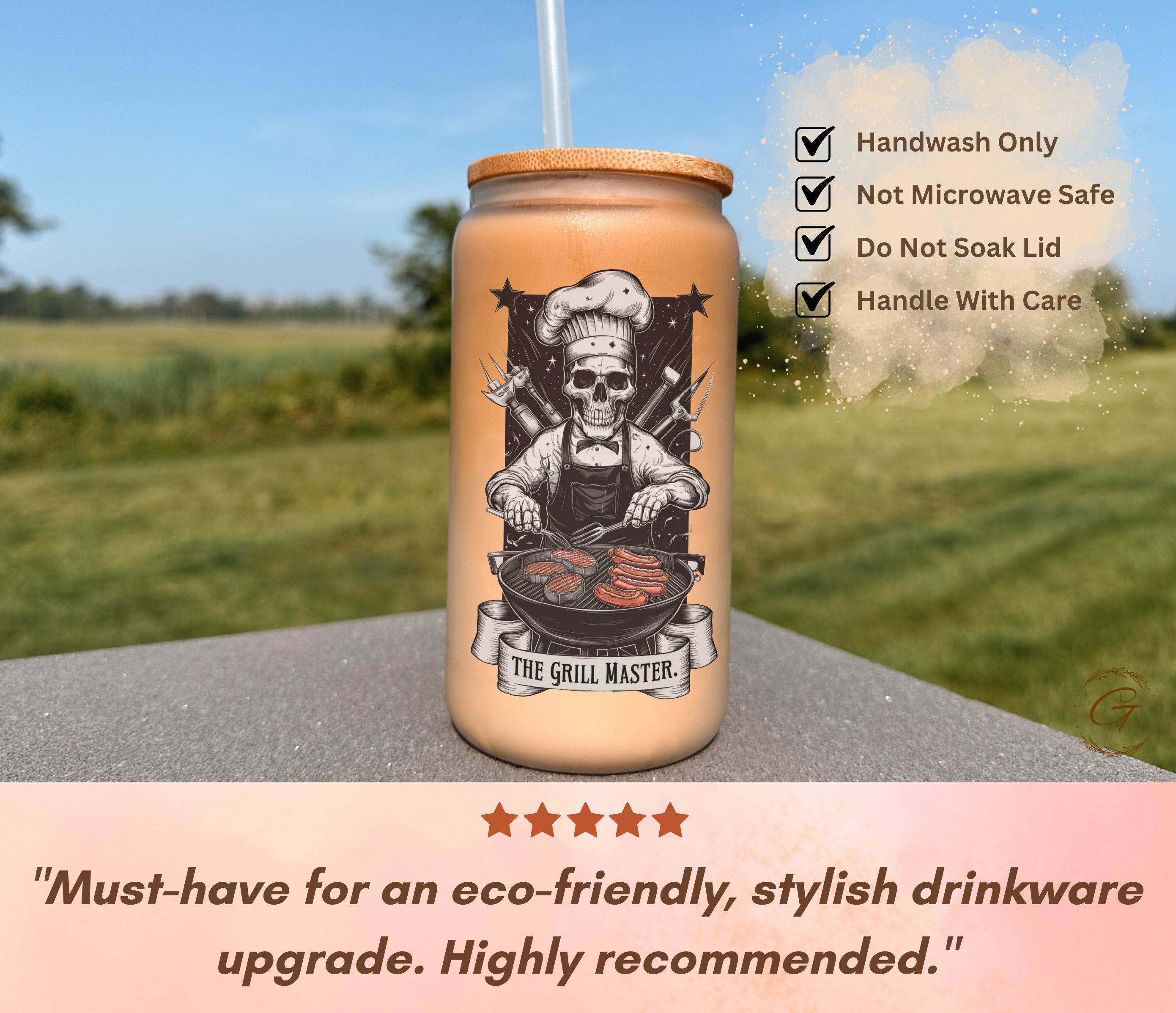 16oz Frosted Glass Cup for Dads, Libbey Grill Master Father's Day, Grandpa Gift, New Dad Announcement, Unique BBQ Gift, Custom Dad Glass Cup