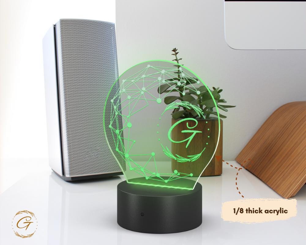 Polygon G Circle Acrylic LED Sign, Modern Wall Light
