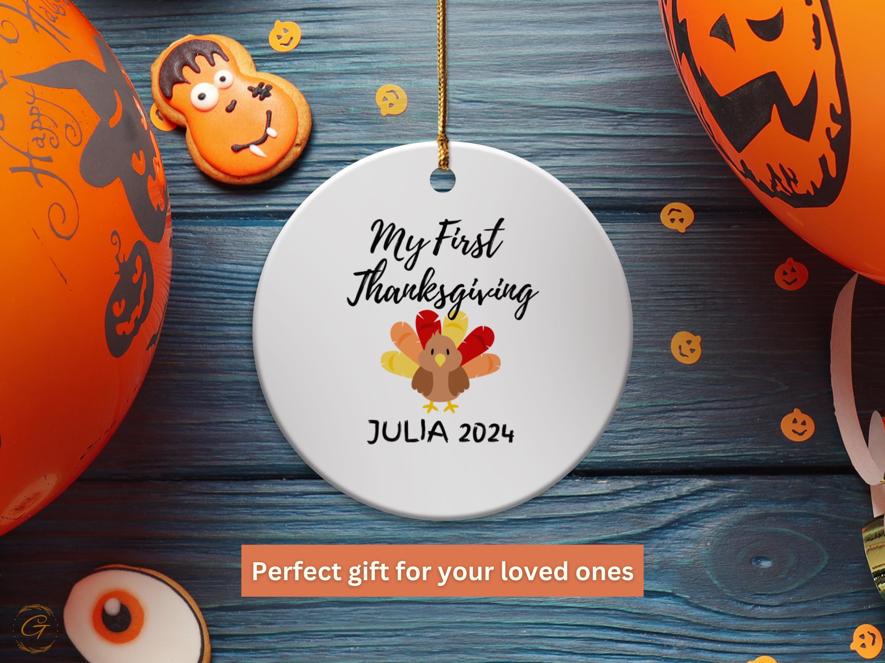 Personalized First Thanksgiving Ornament 2024, Turkey Keepsake, Babys First Holiday Decoration, Cute Fall Gift Personalized, Custom Ornament