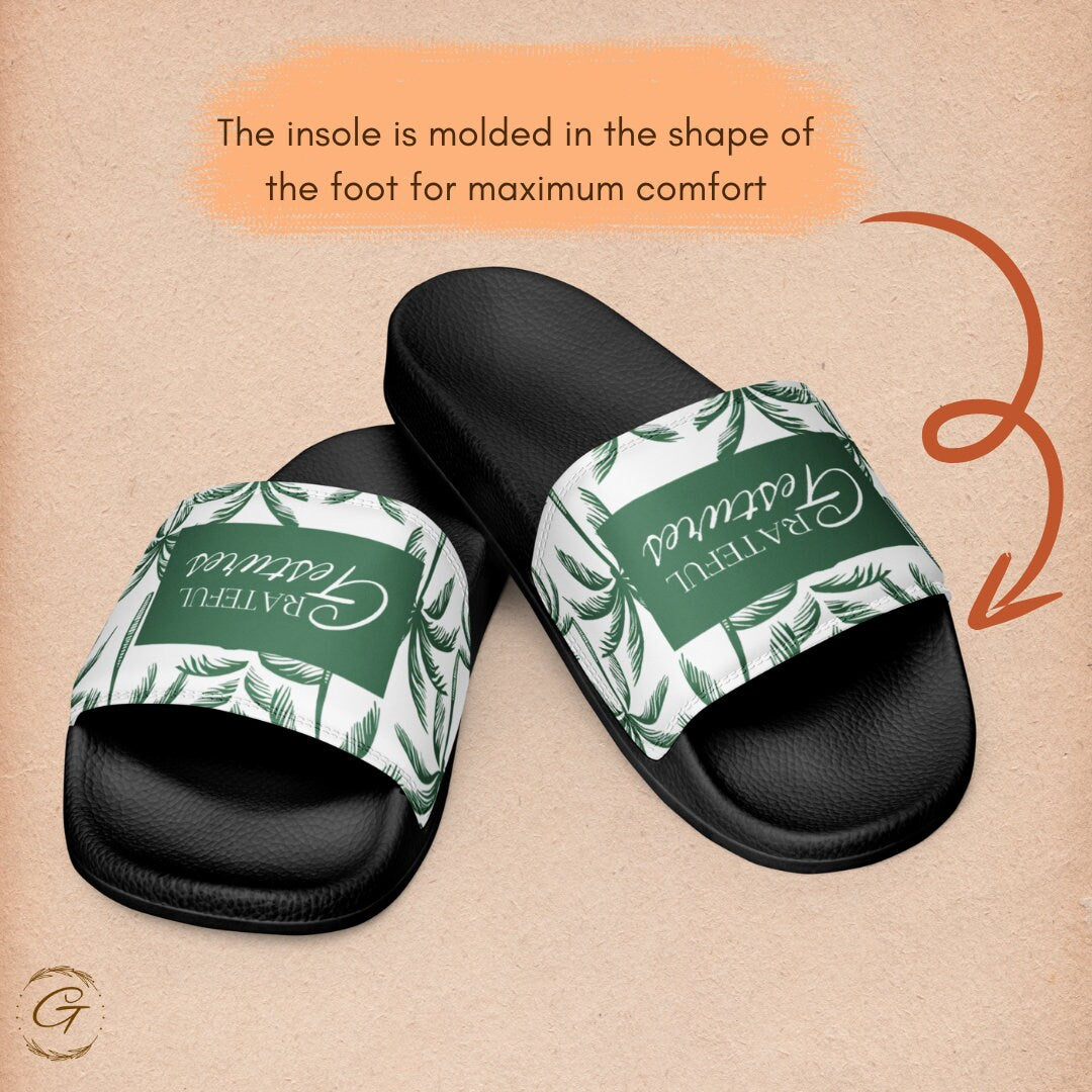 Men's Slides Palm Tree Design, Vibrant Beach Sandals