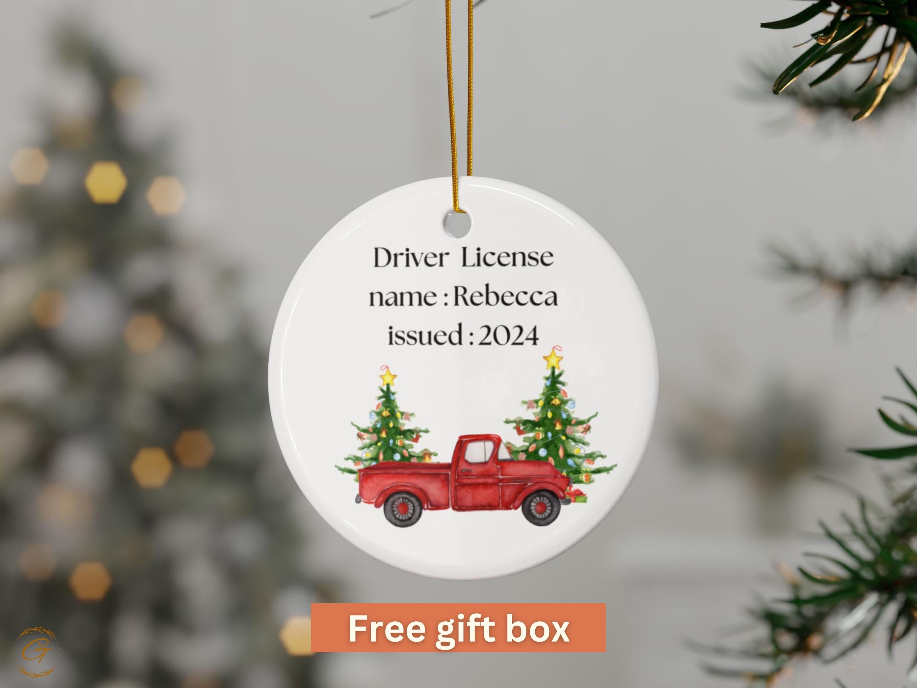 Personalized Christmas Drivers License Ornament, New Driver Gift Holiday Keepsake, Custom Name and Year Décor Christmas Gift for New Drivers