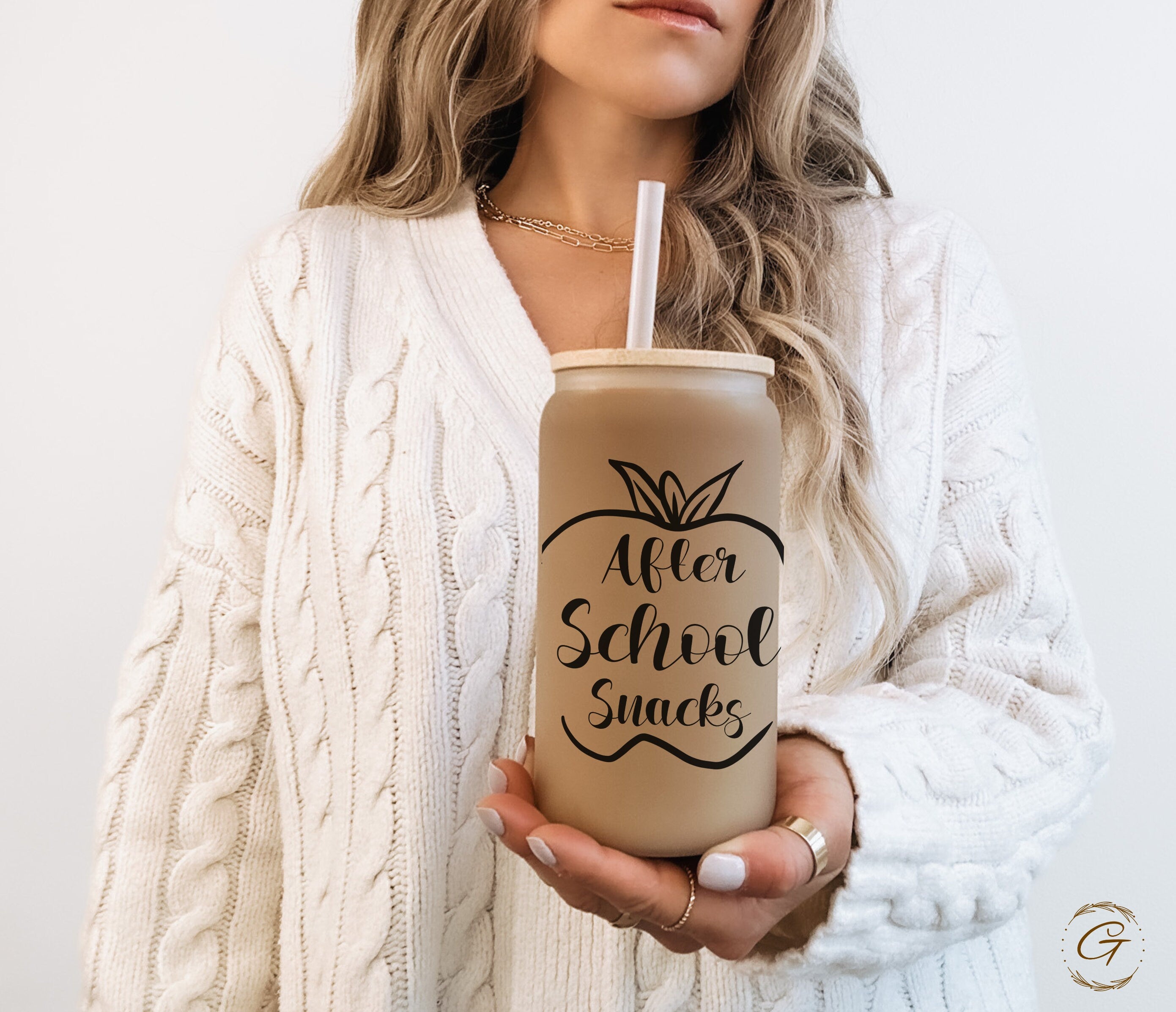 After School Snacks Frosted Glass Cup, Teacher's Libbey Cup