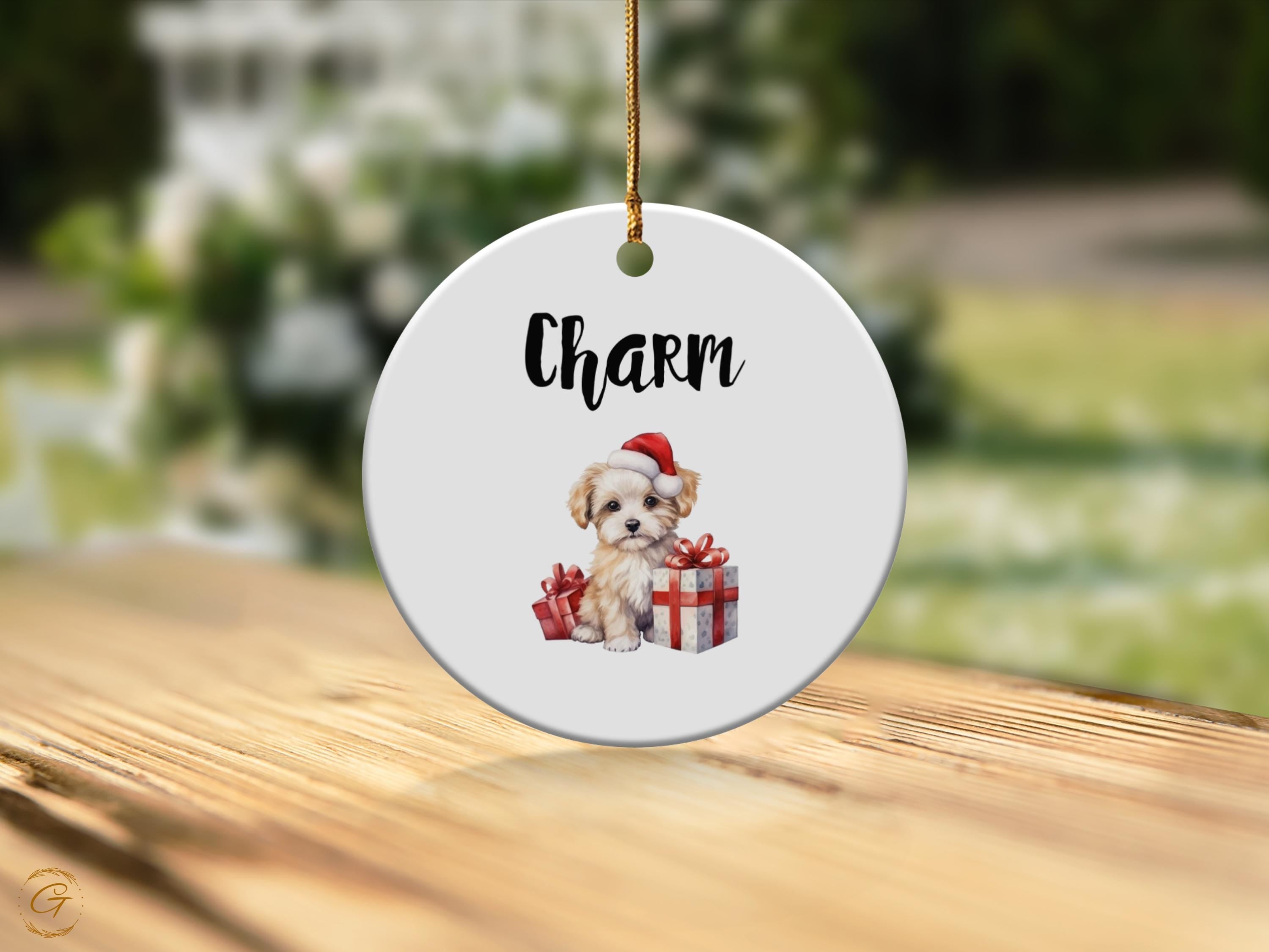 Personalized Christmas Puppy Ornament, Cute Puppy with Santa Hat, Holiday Gift Ornament, Decorative Puppy Ornaments, Festive Puppy Keepsakes