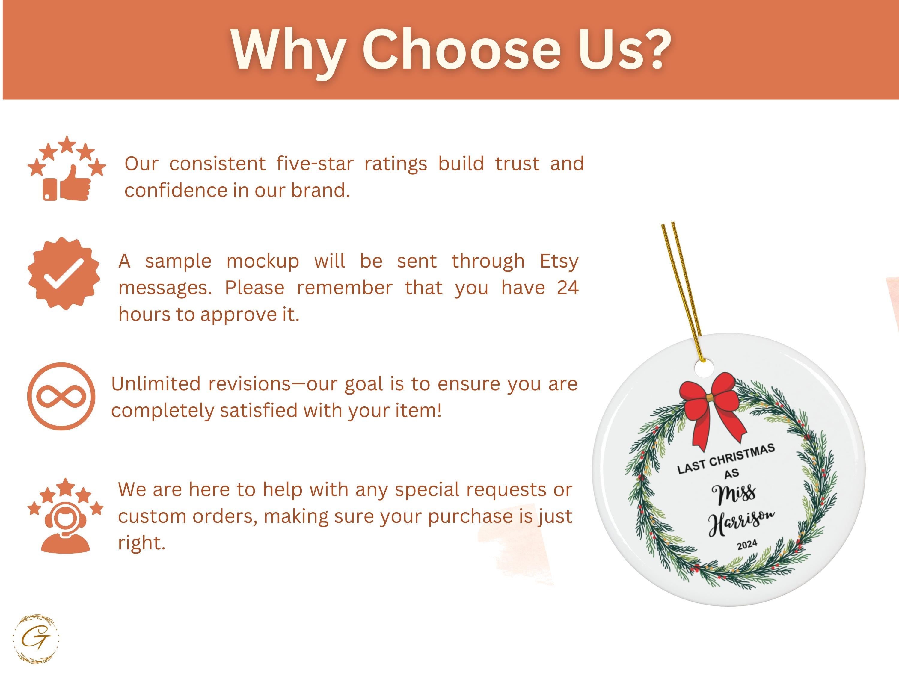 Personalized Christmas Ornament, Last Christmas As Miss 2024, Holiday Decoration, Personalized Gift, Keepsake, Couple's Wedding Announcement