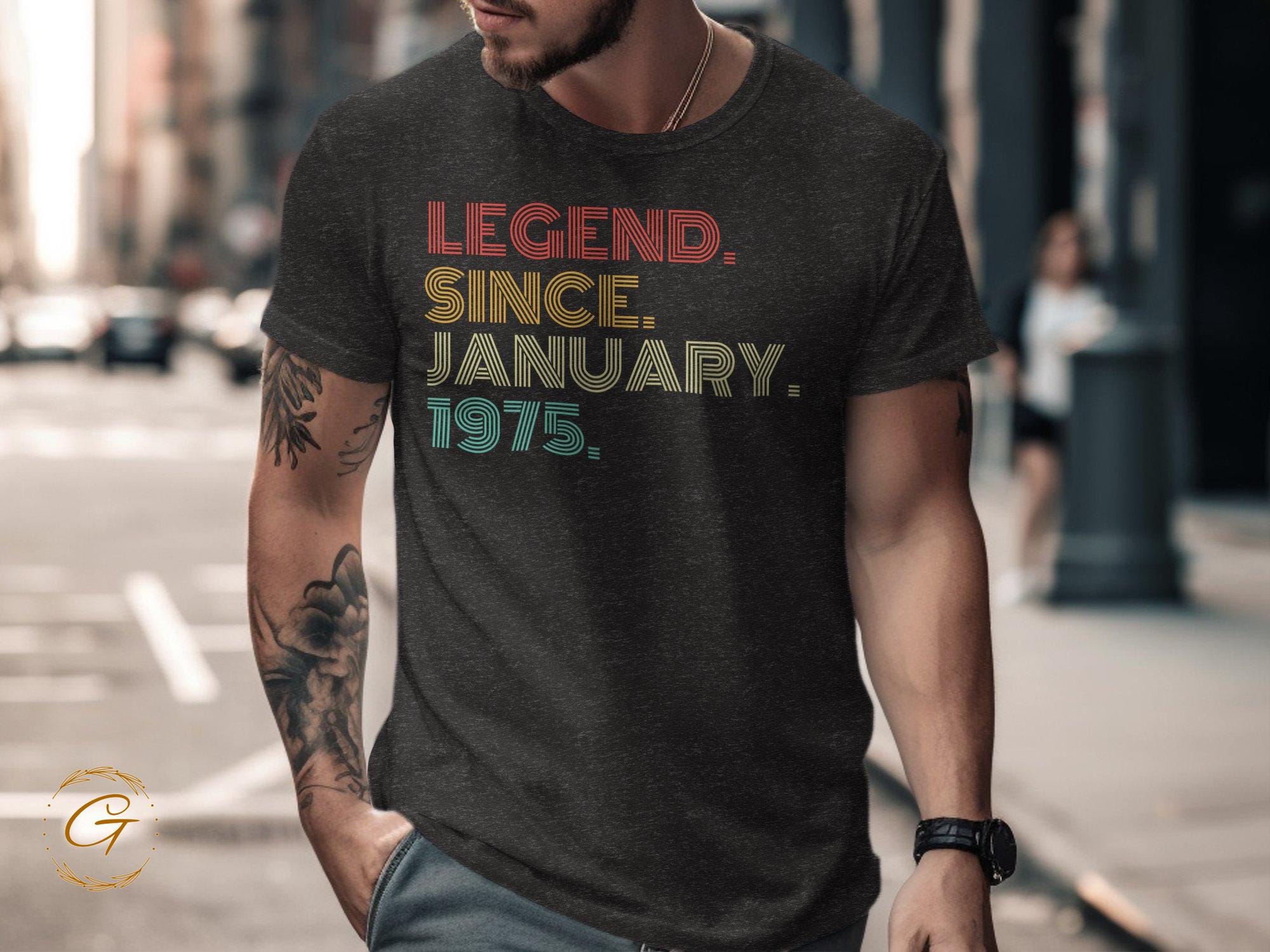 Legend Since January 1975 Retro Birthday Tee, Vintage Birthyear T-Shirt