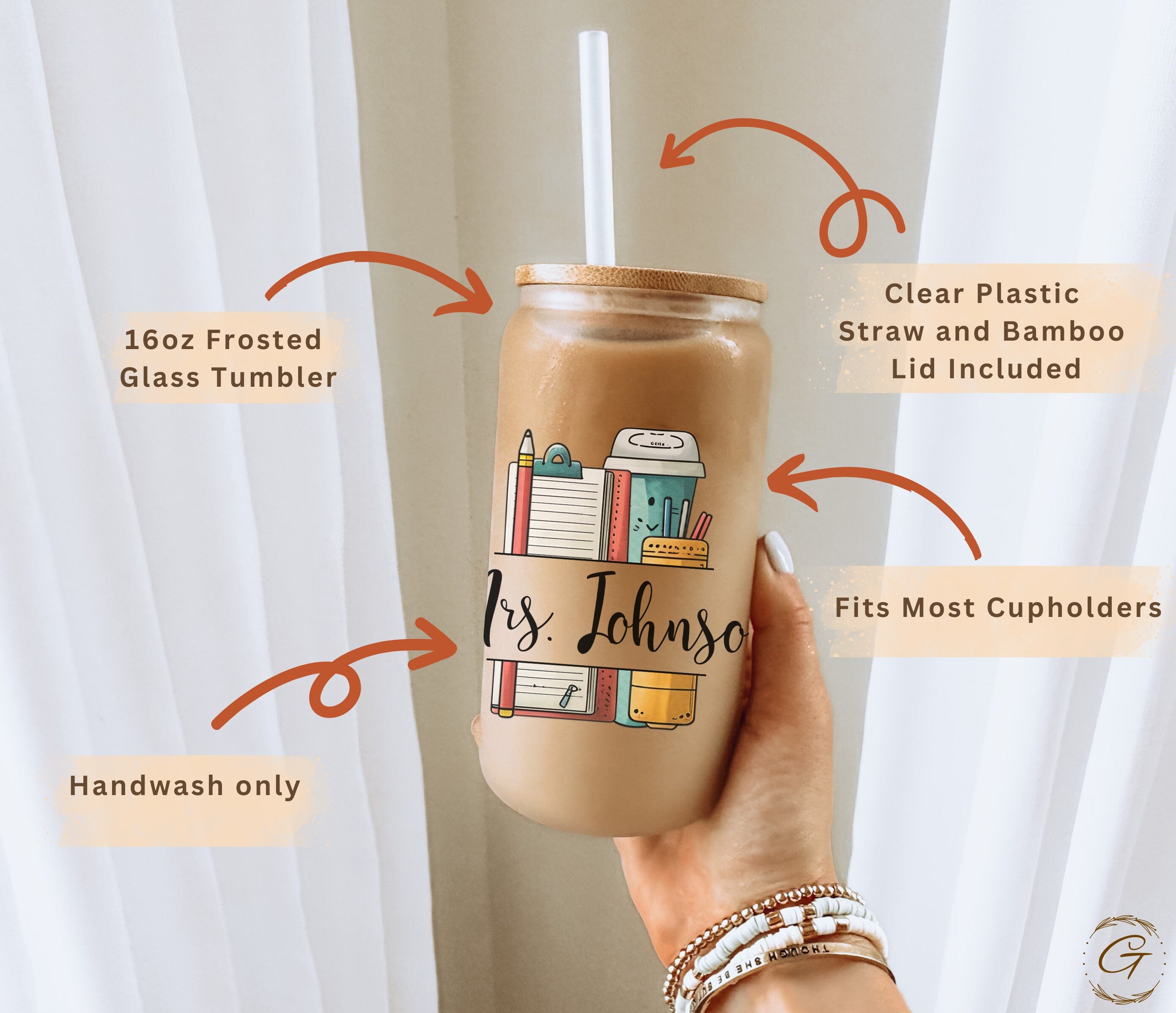 Teacher Appreciation Frosted Glass Cup