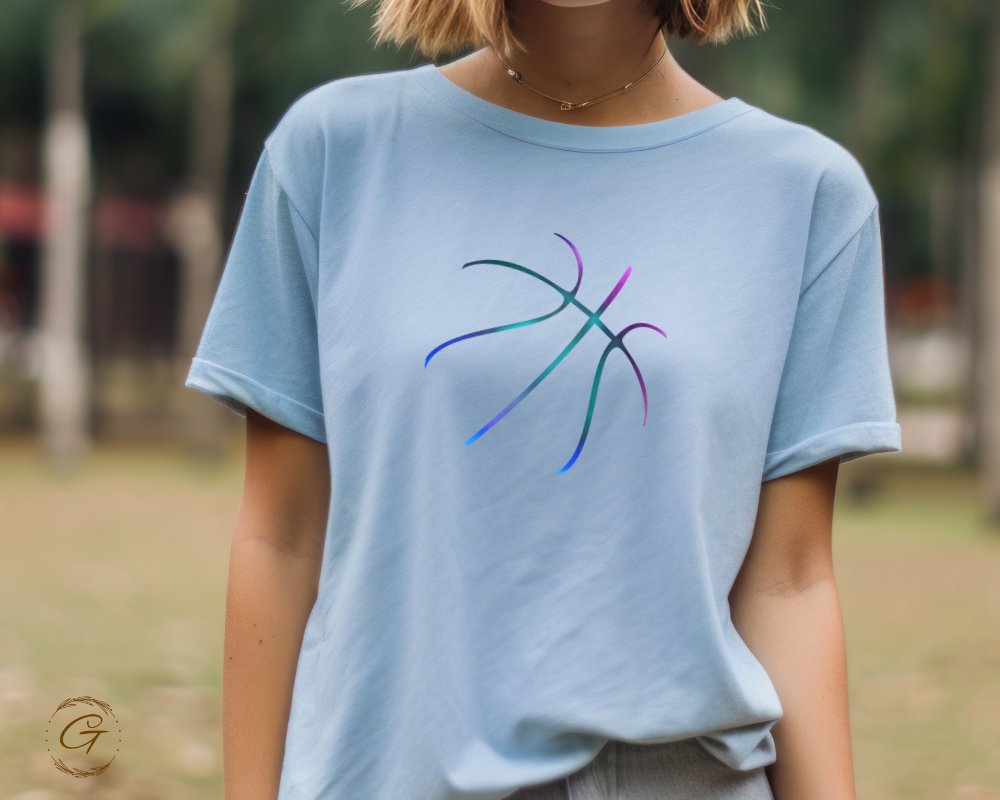 Stylish Blue Tee with Abstract Basketball Design product type