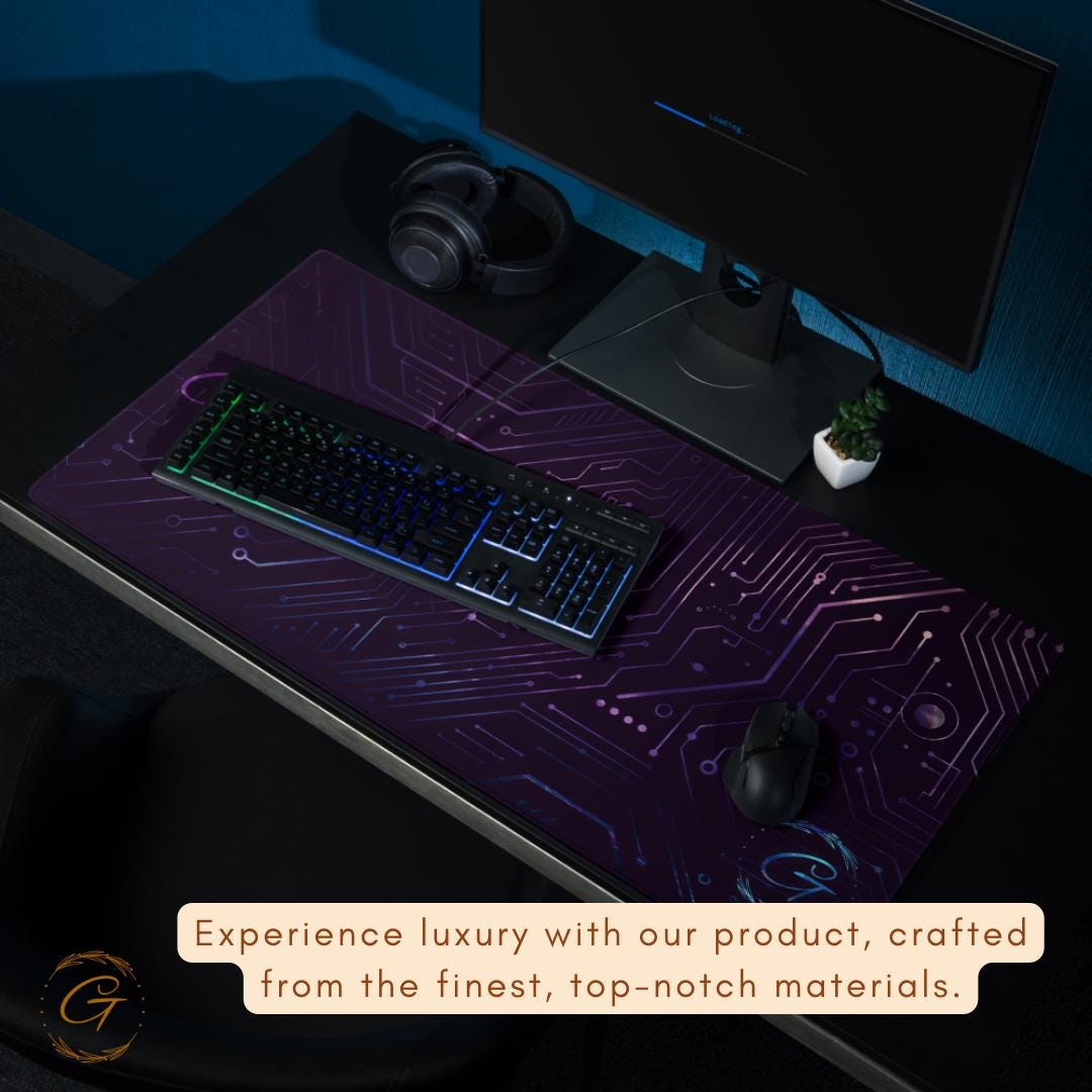 Purple Color Modern Circuit Design Gaming Mouse Pad