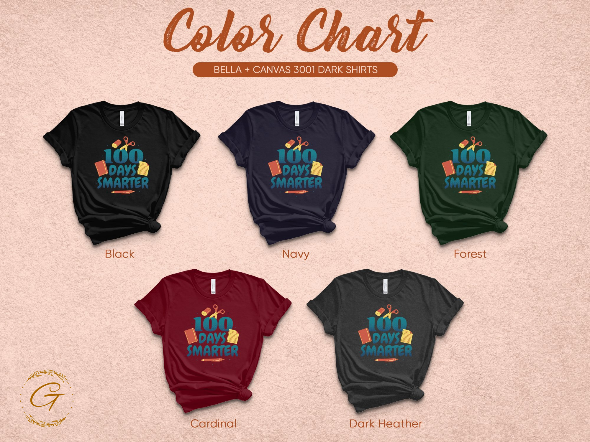 100 Days Smarter Colorful Design Dark Shirts product type