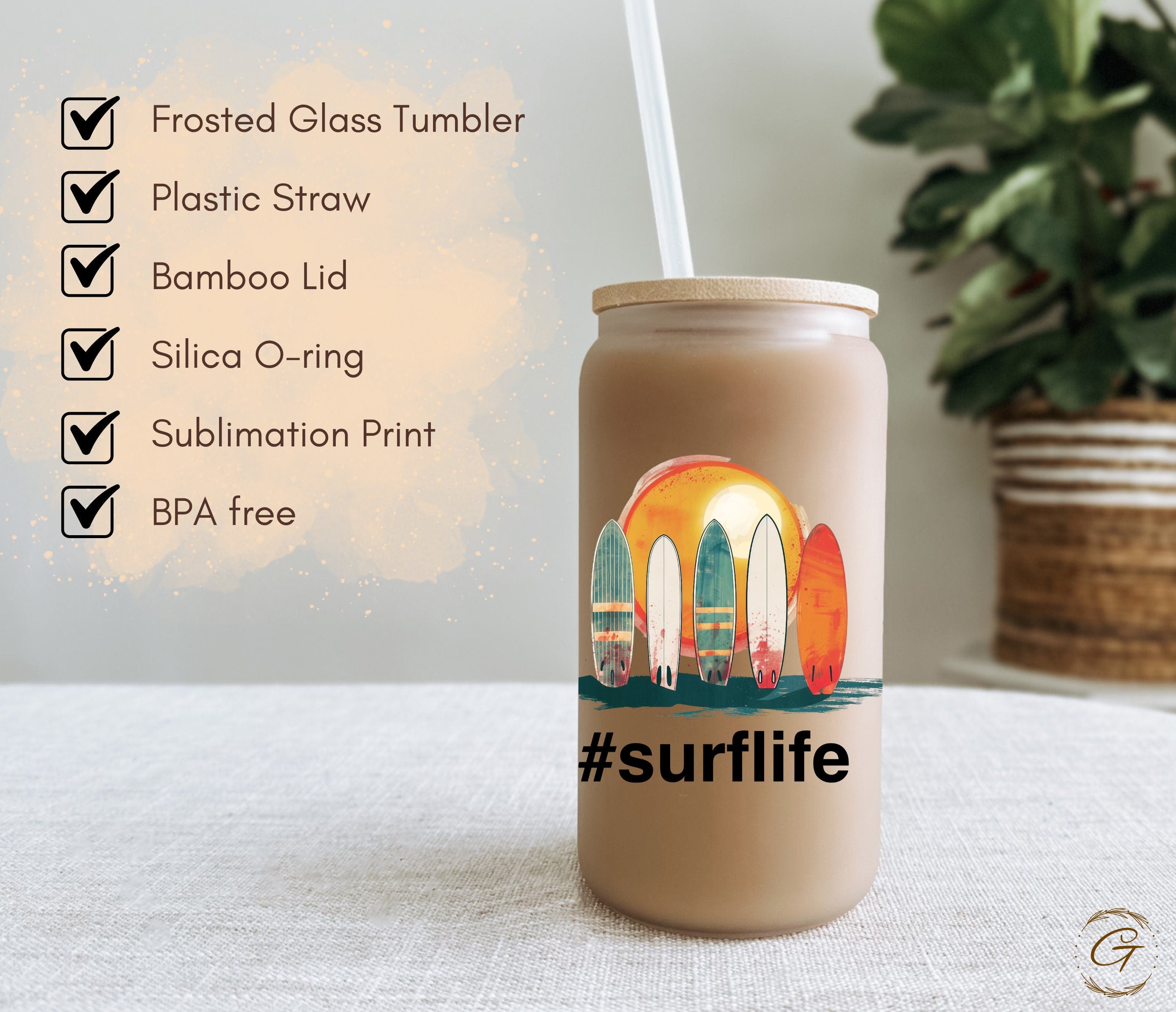 Surf Life Frosted Glass Cup