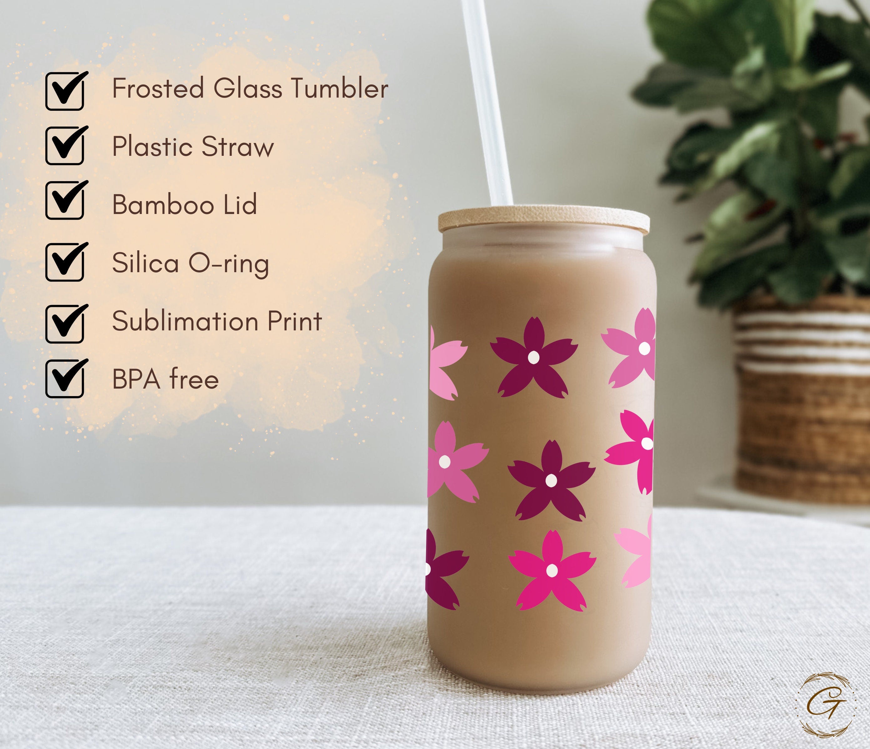 Pink Sakura Floral 16-oz Frosted Cup